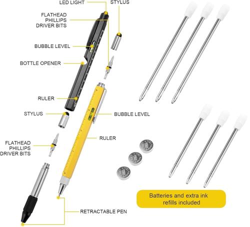 Multitool Pen Set - 12-in-1 Stainless Steel Writing Tool with Ruler, Screwdriver & Bottle Opener | Perfect Gift for Men, Dad, Husband | Great for Office, Camping, DIY Projects & Everyday Carry