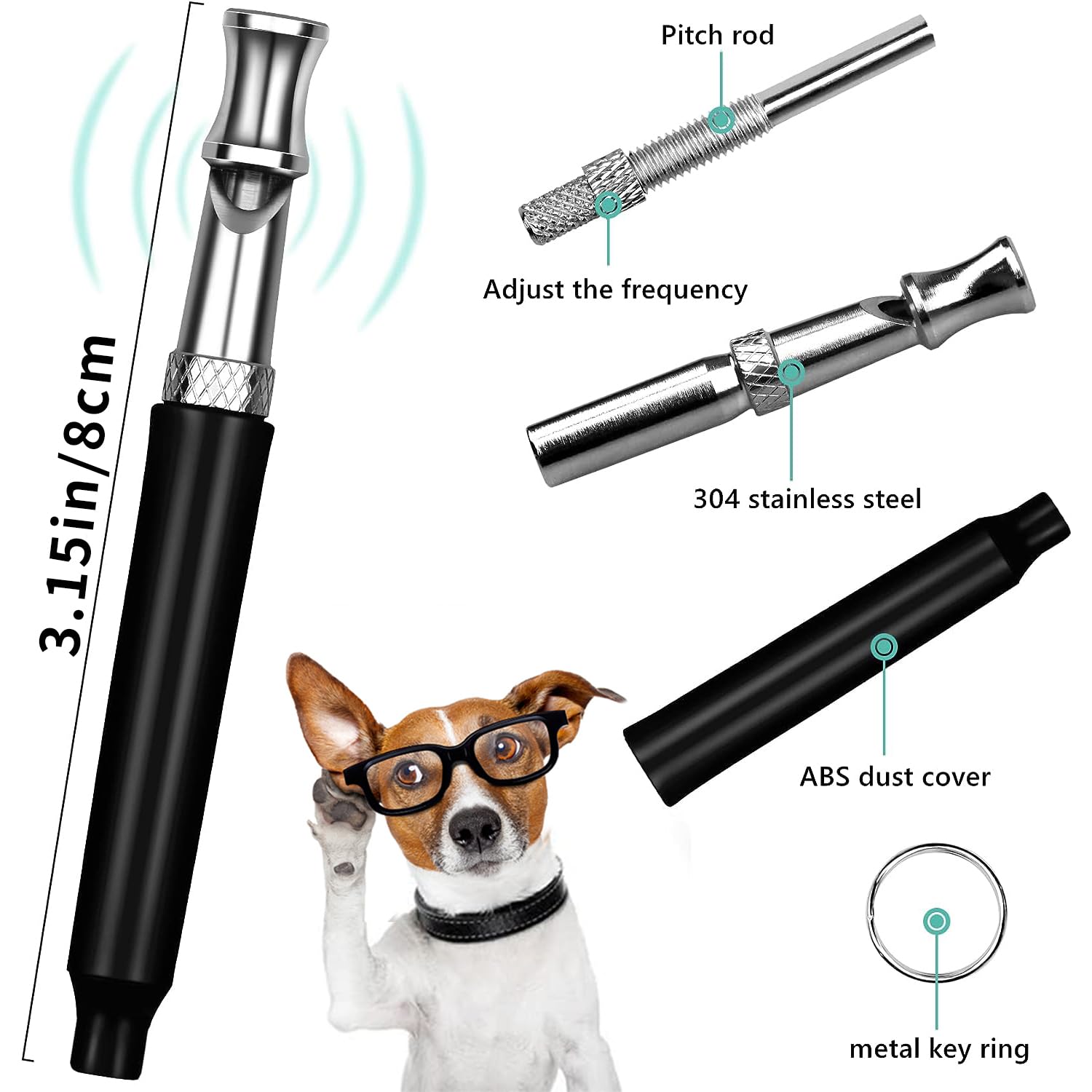 Adjustable Ultrasonic Silent Dog Training Whistle - Stop Barking Neighbors Dog, Anti-Bark Device for Pet Behavior Control (Black) | Perfect for Outdoor Training, Obedience Classes & Quieting Noisy Dogs