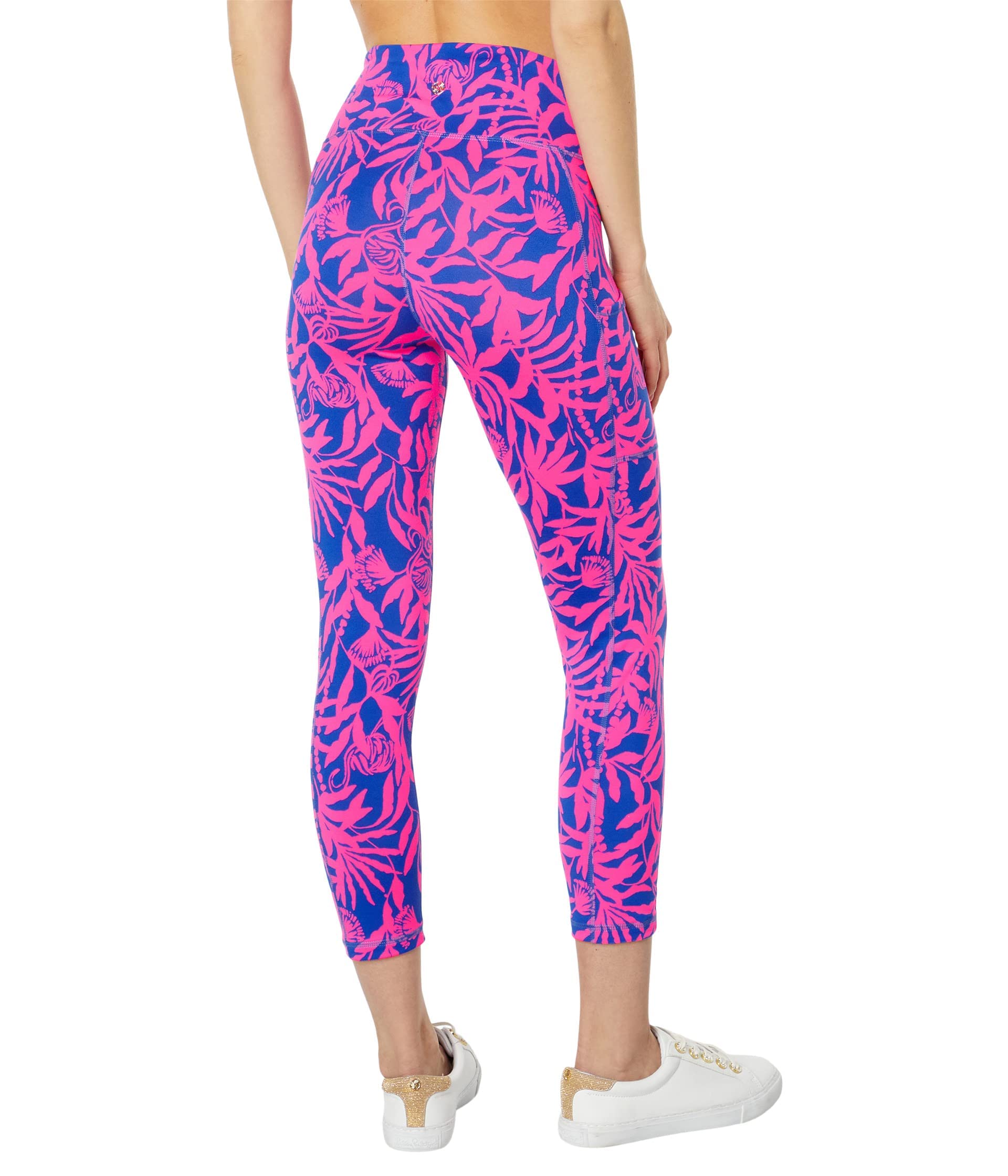 Lilly Pulitzer UPF 50+ High-Rise Women's Leggings with Flat Elastic Waistband - Fitted Silhouette, Comfortable & Stylish Yoga Pants for Workout, Lounge & Everyday Wear
