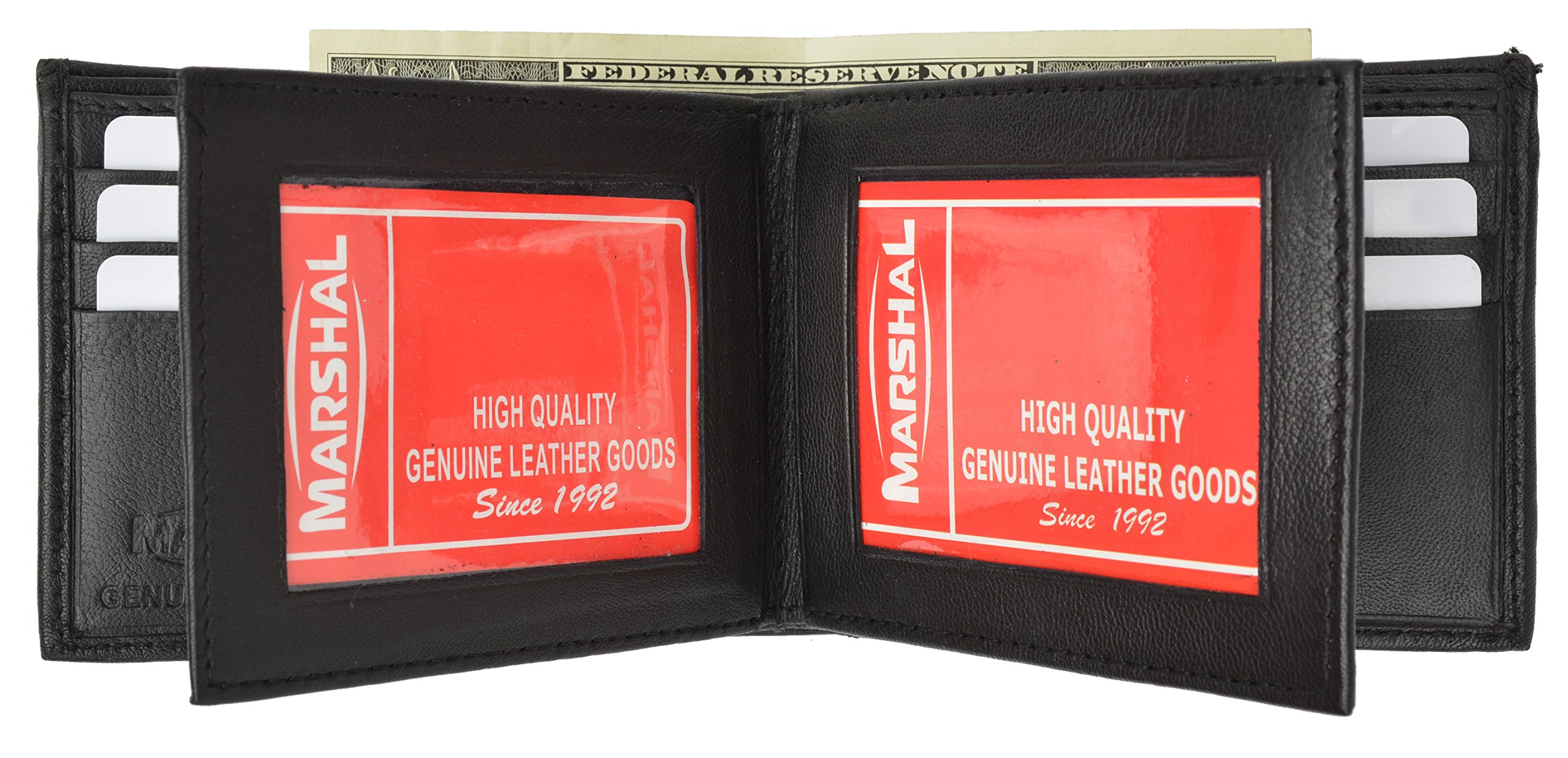 Premium Men's Genuine Leather Bifold Wallet with Triple Card Windows - Slim & Durable for Everyday Use, Business, Travel & Gifting