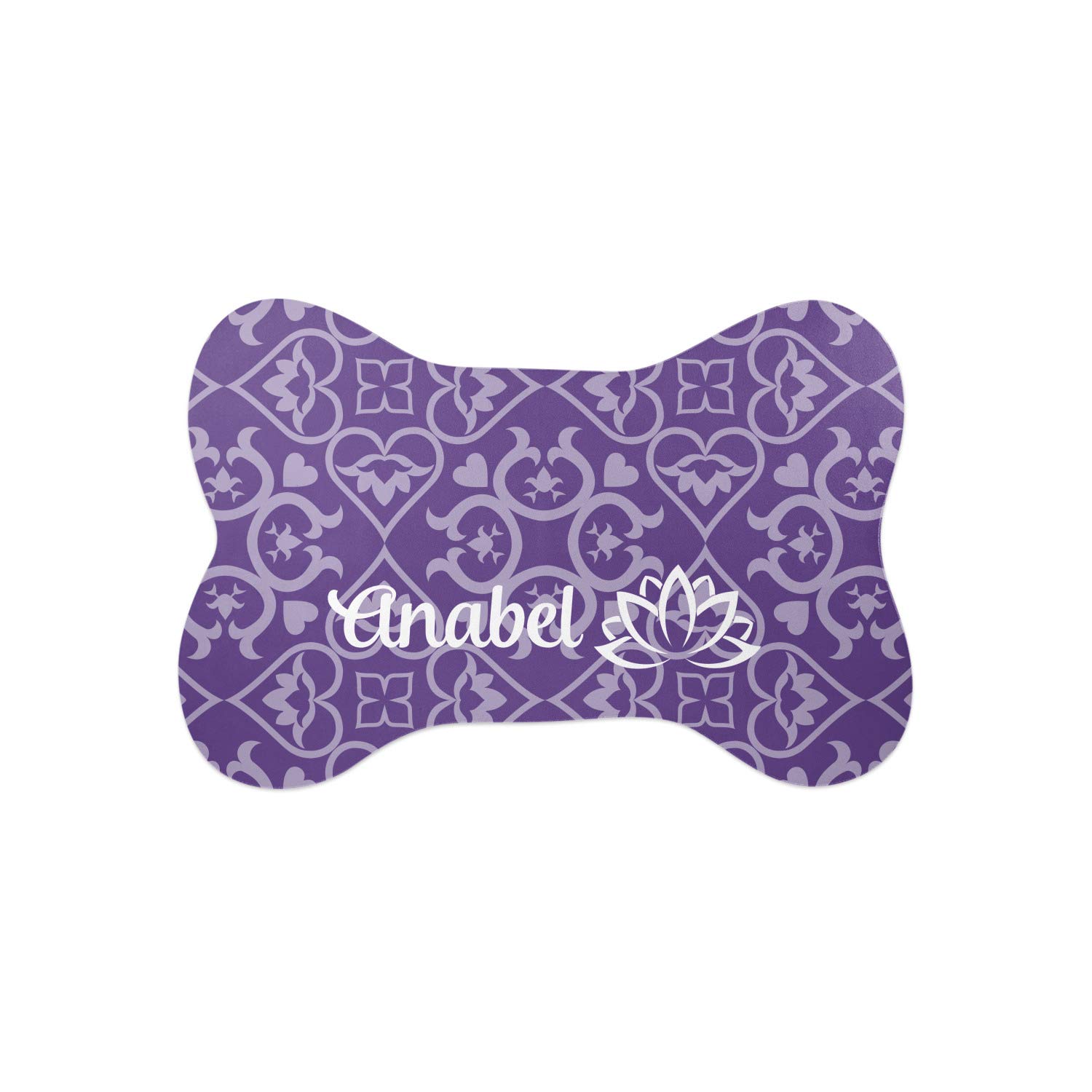 Personalized Lotus Flower Bone Shaped Dog Food Mat - Small Non-Slip Pet Feeding Mat for Dogs & Puppies - Perfect for Mealtime, Water Bowls, and Messy Eaters