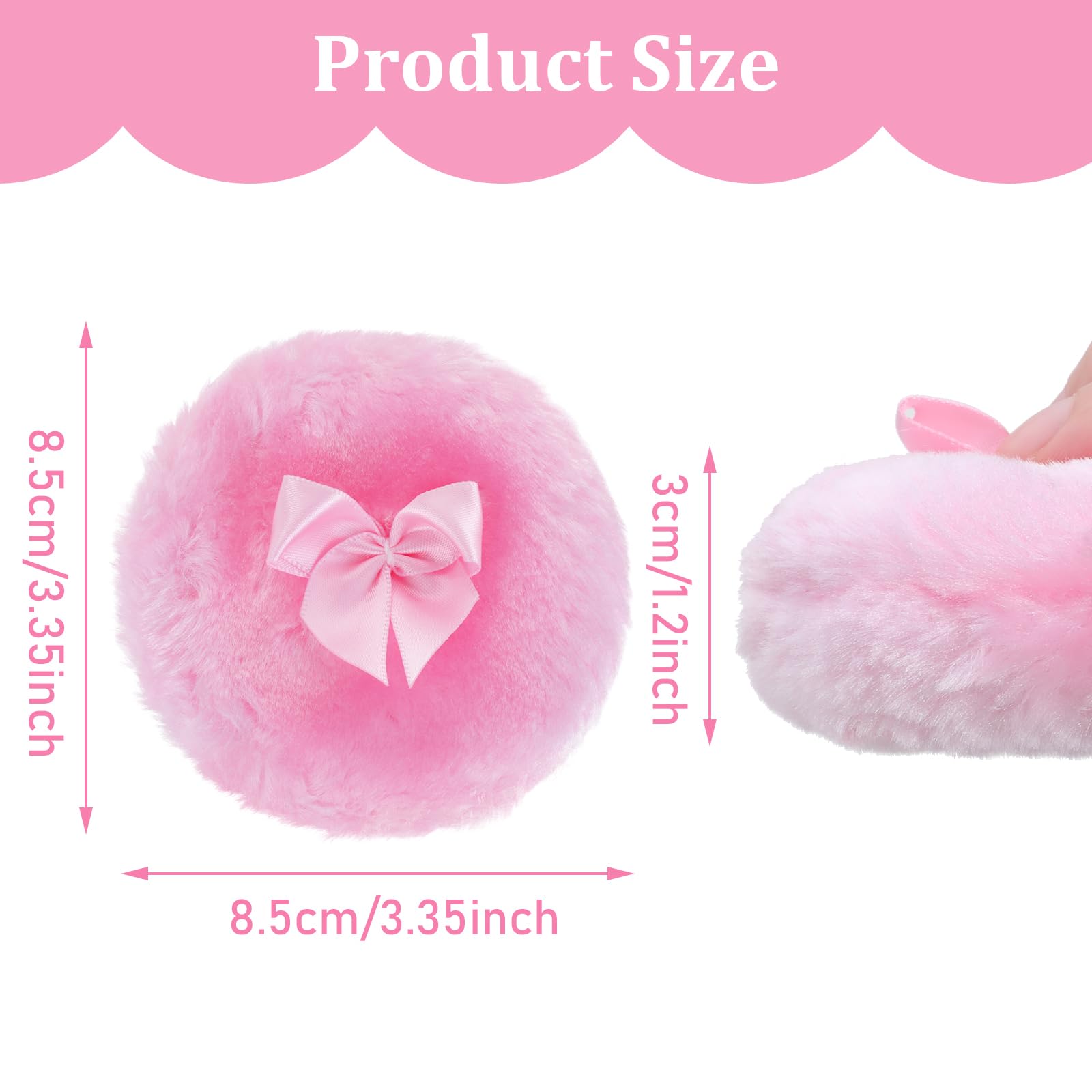 4-Pack Large Fluffy Powder Puffs (3.5 Inch) - Soft Washable Face & Body Makeup Puffs with Ribbon Bow Handle - Reusable Round Loose Powder Applicator for Kids & Adults (4 Colors) | Perfect for Setting Powder, Foundation & Body Makeup Application