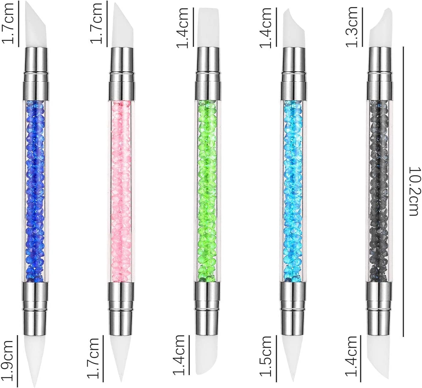 Sminakh 5Pcs Silicone Nail Art Brushes Set - Professional Silicone Rhinestone & Polish Carving Pen for Nail Design - Perfect for Gel Polish, Acrylic Nails & DIY Manicures at Home or Salon