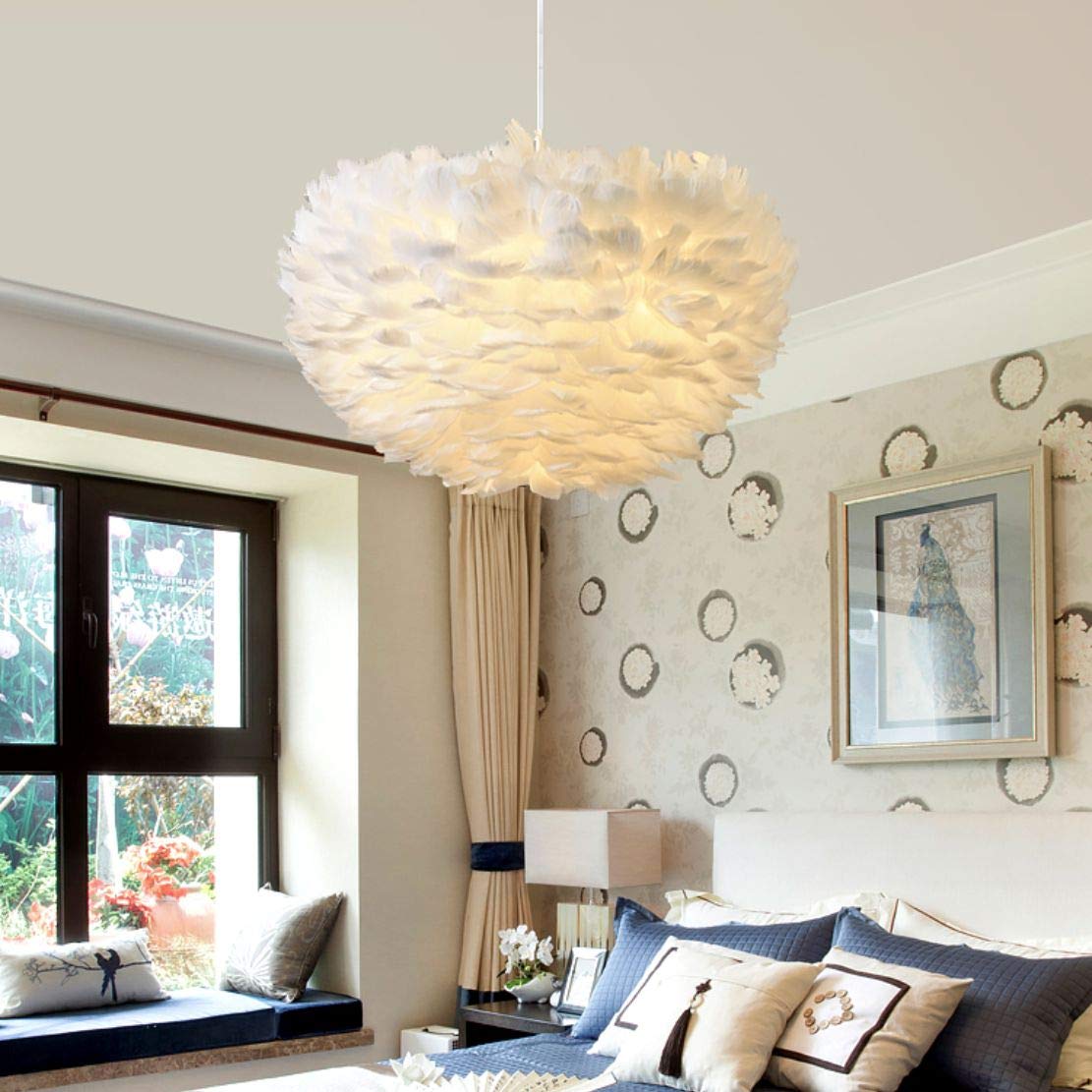 Modern White Feather Pendant Light - 15.7