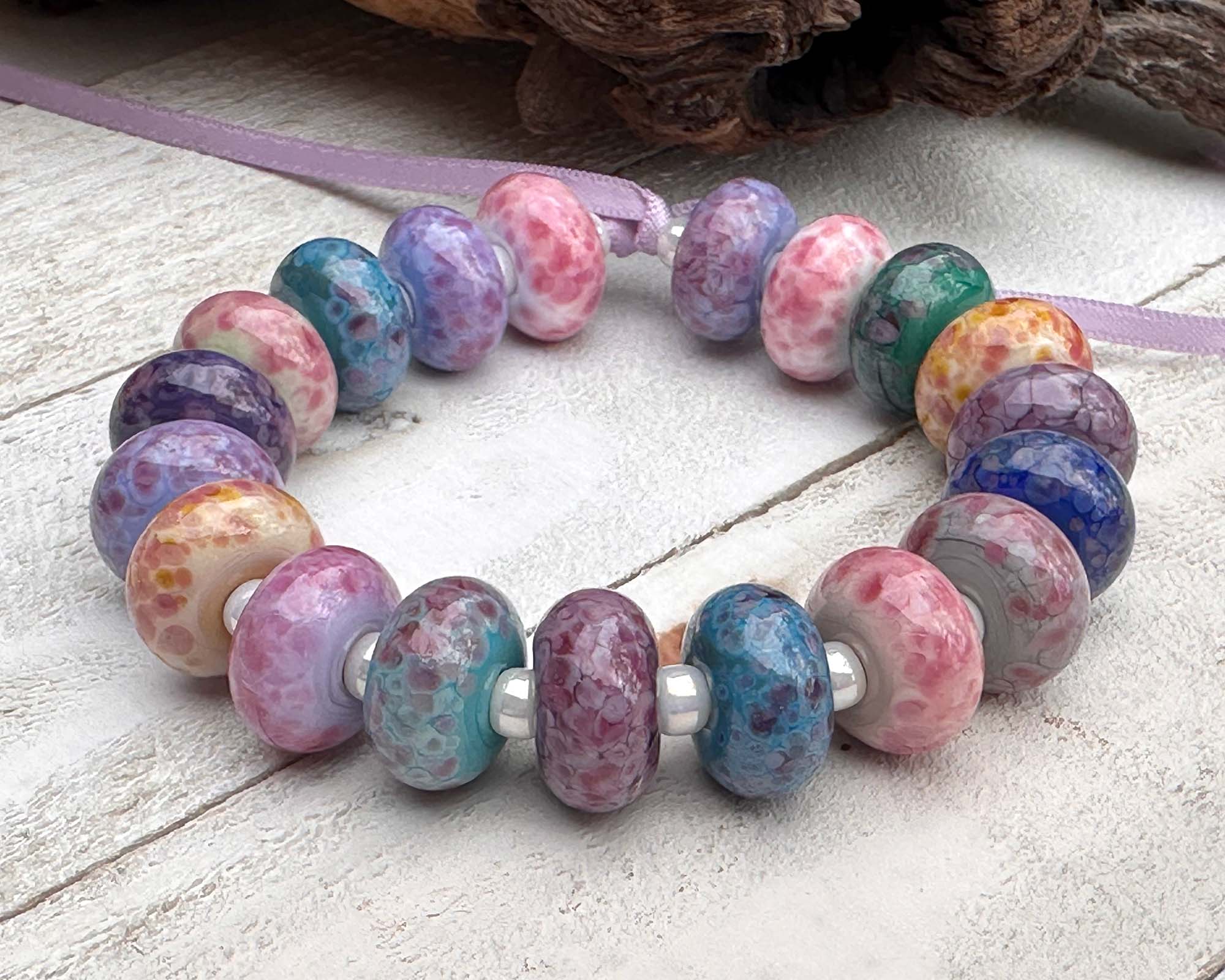 19pcs Candy Pink Lampwork Glass Beads Set for Jewelry Making - DIY Bracelets, Necklaces & Craft Projects - Perfect for Gifts & Home Decor
