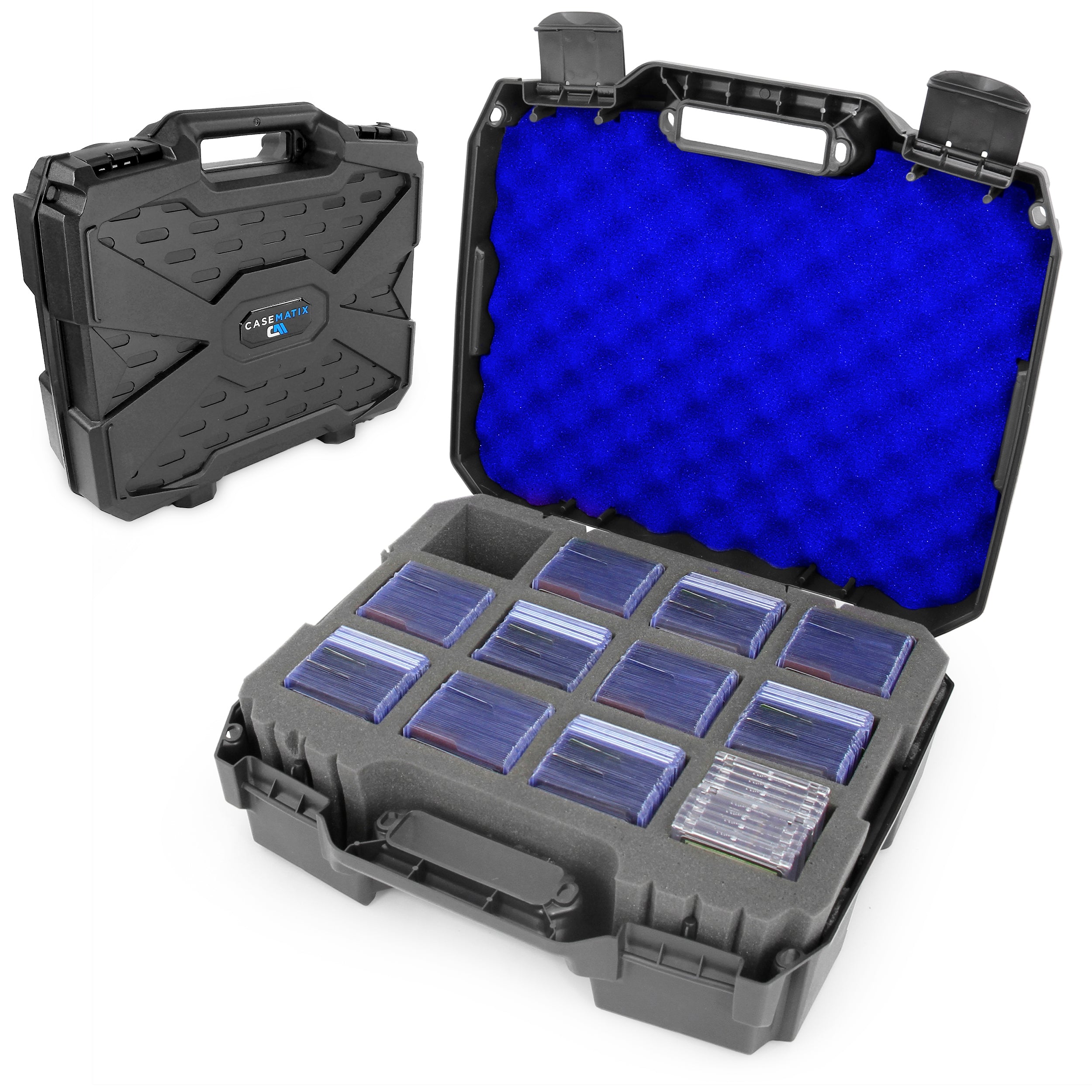 CASEMATIX Toploader Card Storage Case - Holds 450 Toploaders or 100 One Touch Holders, 12-Compartment Trading Card Organizer Box for Collectors | Perfect for Sports Cards, Pokemon & MTG Storage