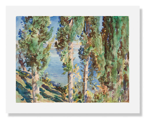 John Singer Sargent 'Corfu: Cypresses' Fine Art Print - Premium Wall Decor for Living Room, Bedroom & Office - Vintage Landscape Painting Reproduction