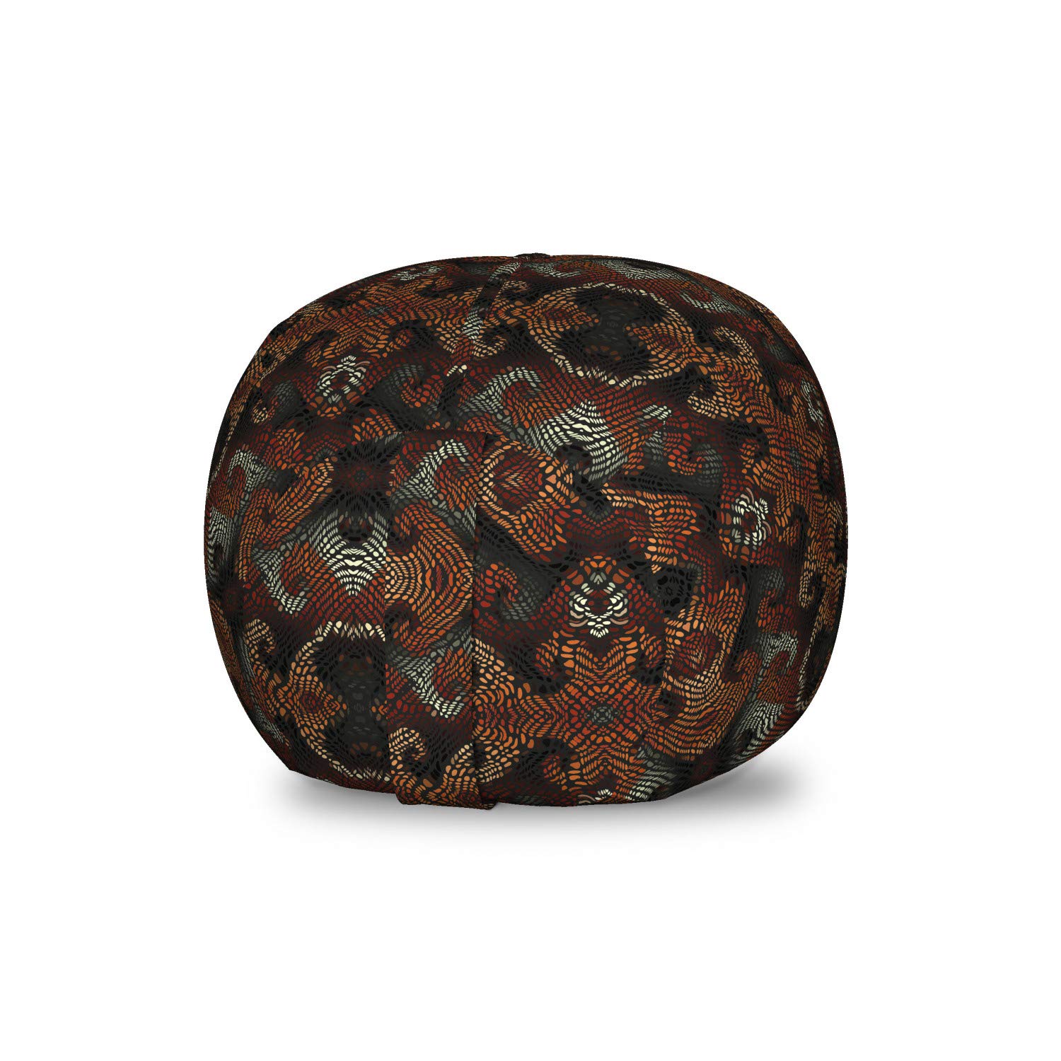 Ambesonne Abstract Storage Toy Bag Chair - Dark Tone Curving Strikes & Blots Pattern - Washable Stuffed Animal Organizer for Kids Bedroom - Small Size Grey Redbrown - Perfect for Playroom Storage & Reading Nook Seating