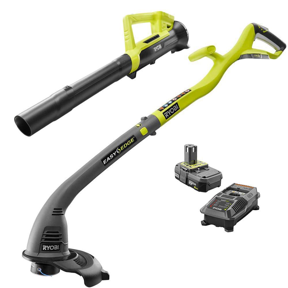 Ryobi ONE+ 18V Cordless String Trimmer, Edger & Blower Combo Kit with 2.0Ah Battery & Charger - Ideal for Lawn Care, Yard Maintenance & Landscaping