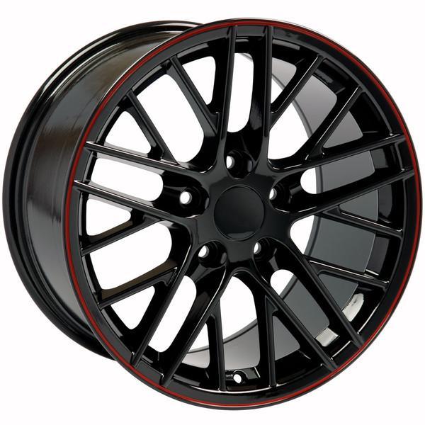 17 Inch Black Redline Wheel Replacement for Chevy Corvette - Replica Rim 9498436 - Perfect for Performance Upgrades & Custom Car Builds