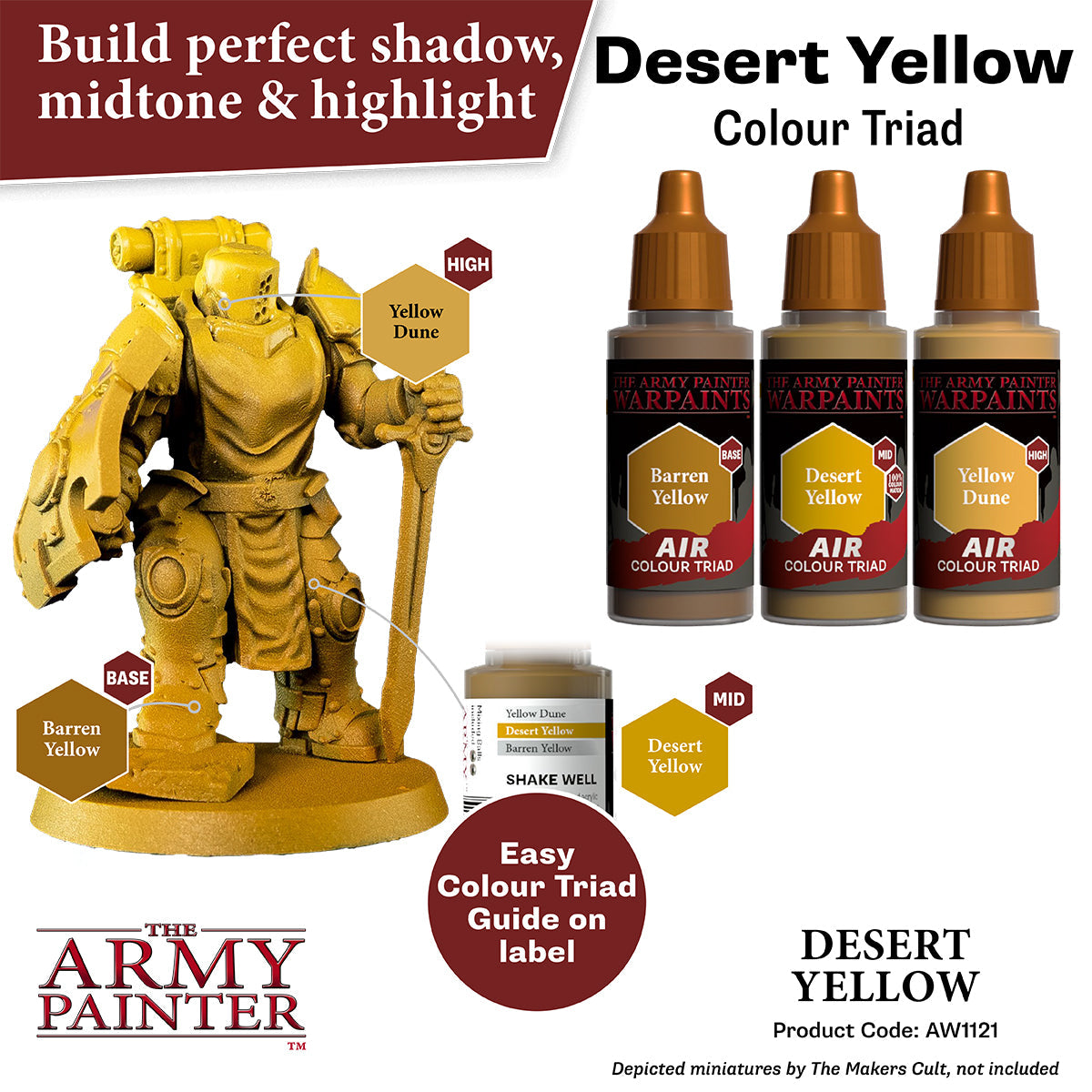 Warpaints Air: Desert Yellow - Premium Matte Acrylic Paint for Miniatures & Models - Perfect for Warhammer, D&D, and Tabletop Gaming Scenes