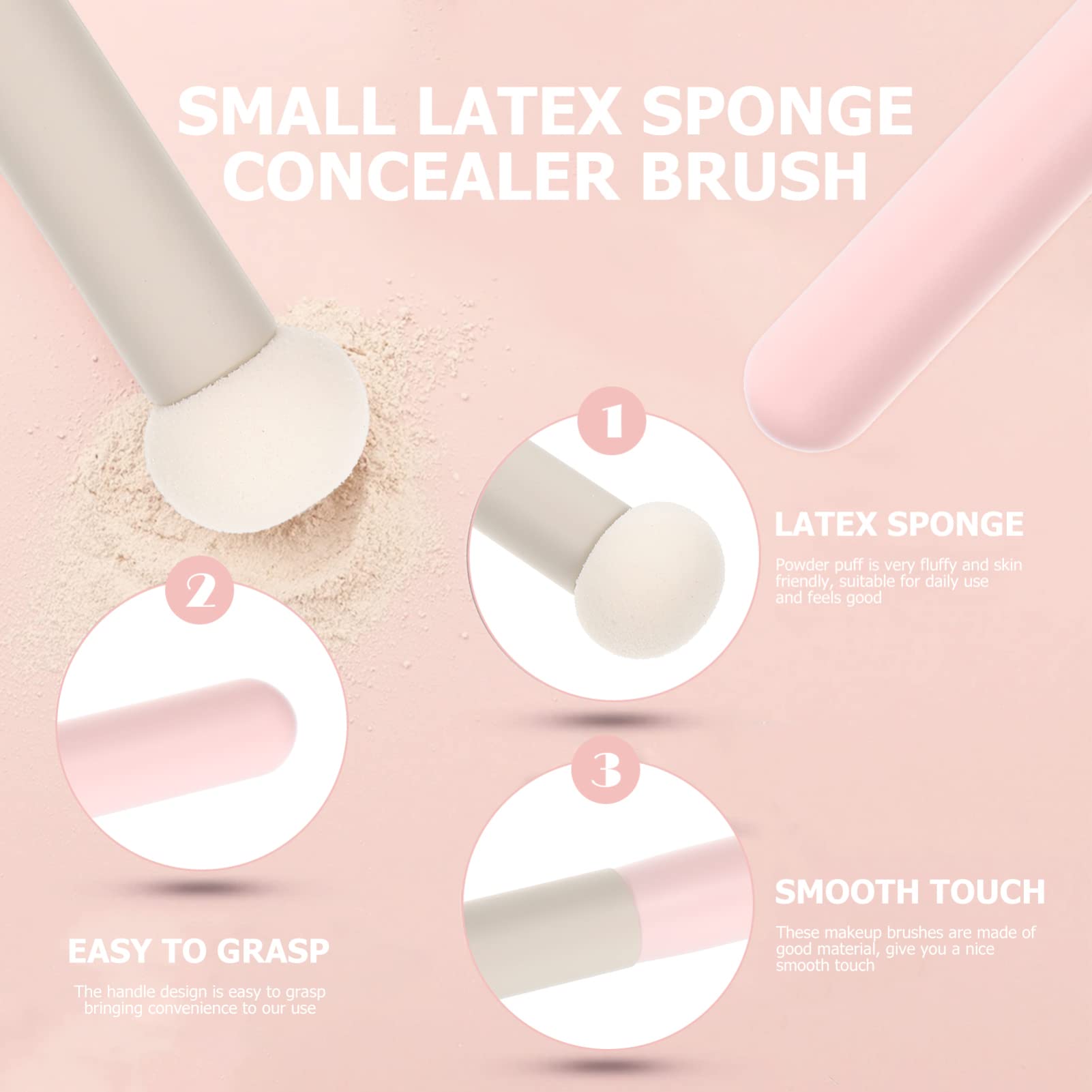 SHERCHPRY 3Pcs Makeup Brush Set - Cosmetic Brushes, Eyeshadow Sponge Applicator, Mini Mushroom Foundation Sponge & Concealer Tools | Latex-Free Makeup Sponges for Flawless Blending | Perfect for Professional Makeup Artists & Beginners at Home
