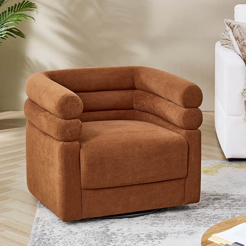 Benita 360 Degree Swivel Office Chair with Chenille Fabric & Plush Pillow - Ergonomic Desk Chair for Home Office, Gaming, and Study