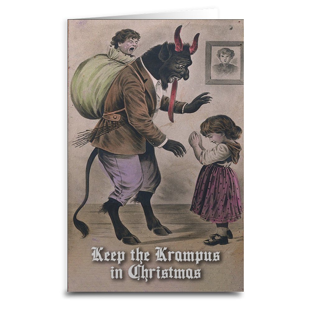 Festive Krampus Christmas Greeting Card - Unique Holiday Cards for Friends & Family - Perfect for Xmas Parties, Office Exchanges & Holiday Mailings