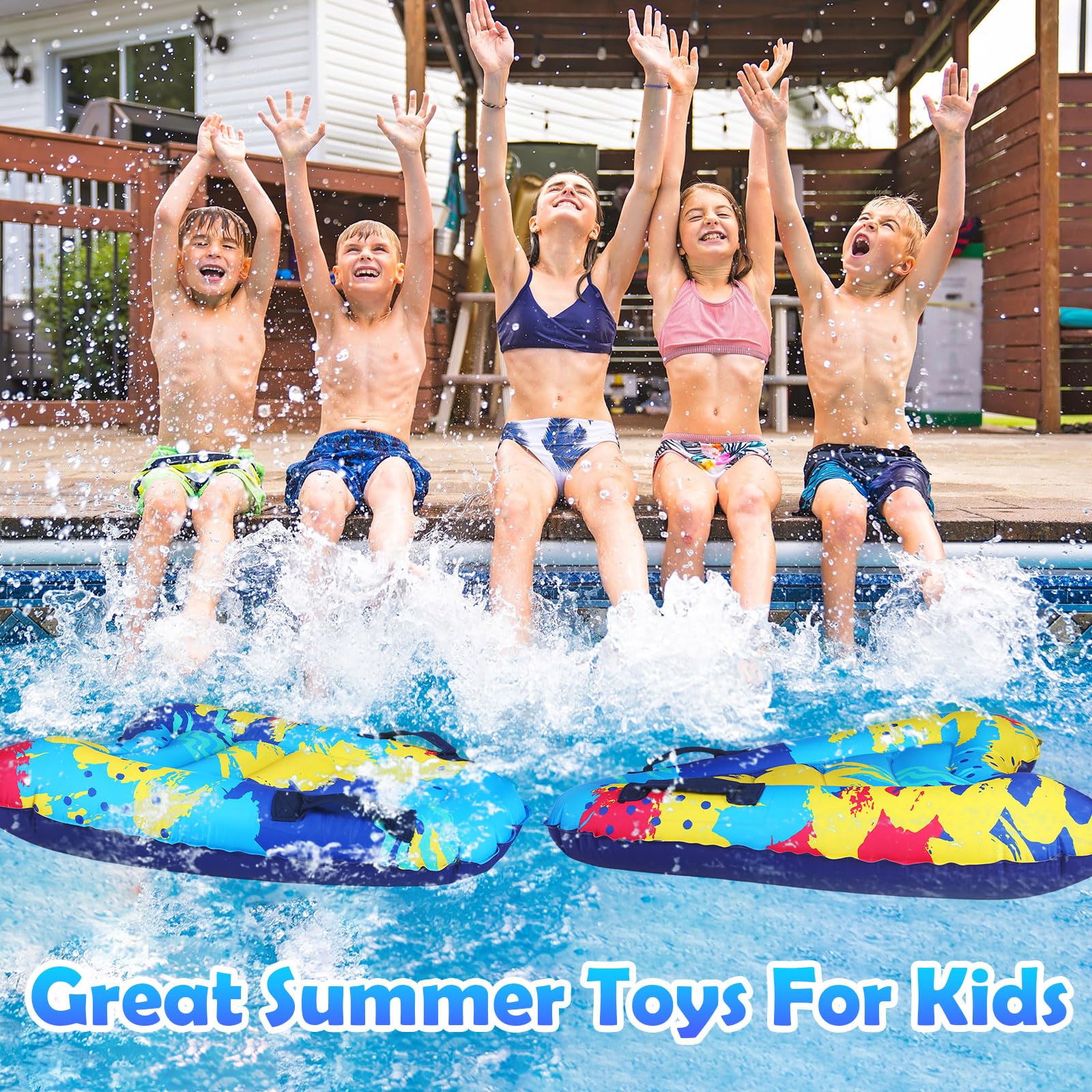 Inflatable Surf Body Board with Handles - Portable Pool & Beach Float for Kids & Adults - Perfect for Water Games, Swimming, Summer Fun at Ocean, Lake, and Backyard Pools