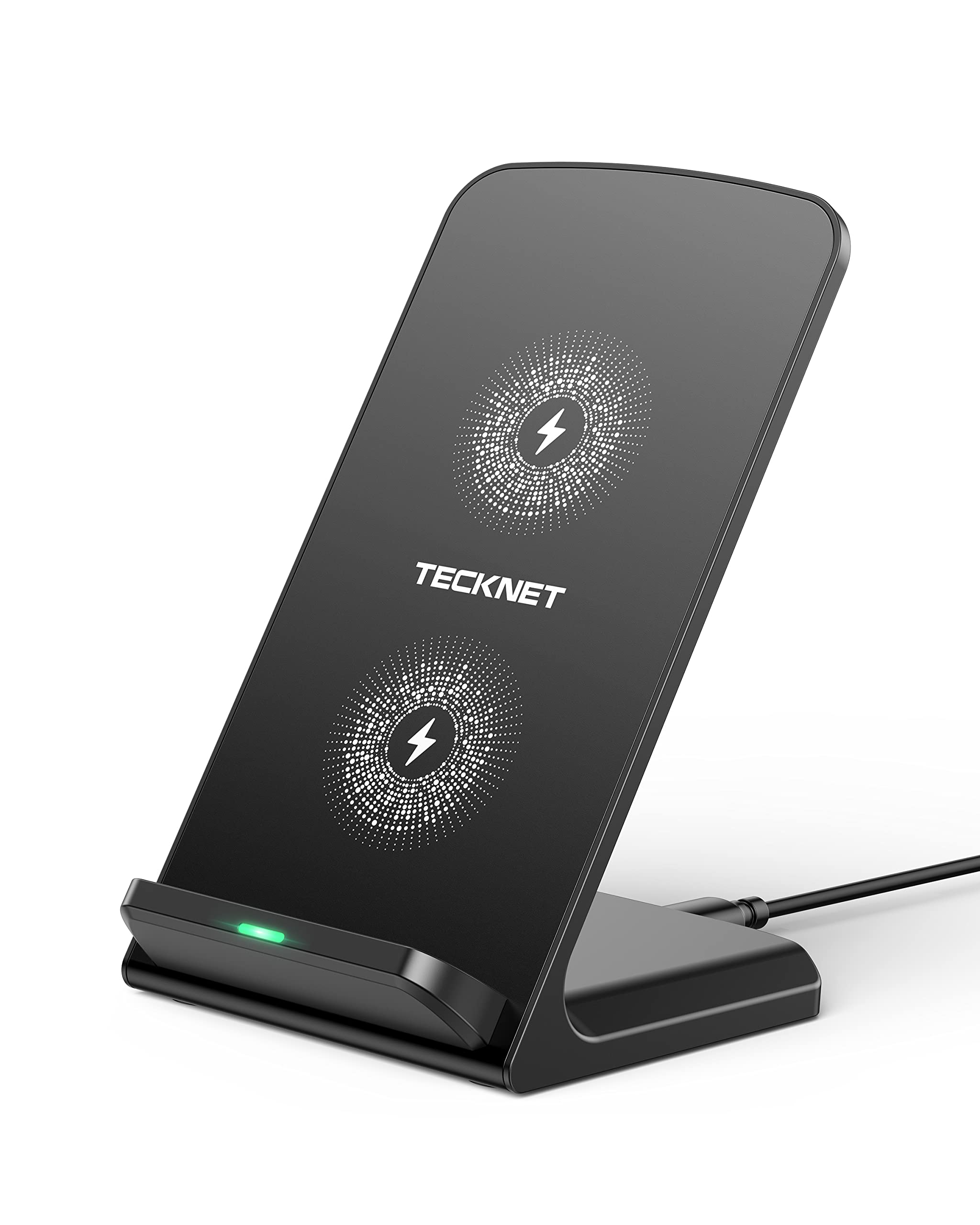 TECKNET 15W Fast Wireless Charging Stand - Qi-Certified Phone Charger for iPhone 15/14/13/12/11 Pro Max & Galaxy S23/S22/S21/S20/S10 - Dual Charging Modes (Desktop/Office/Nightstand Use)