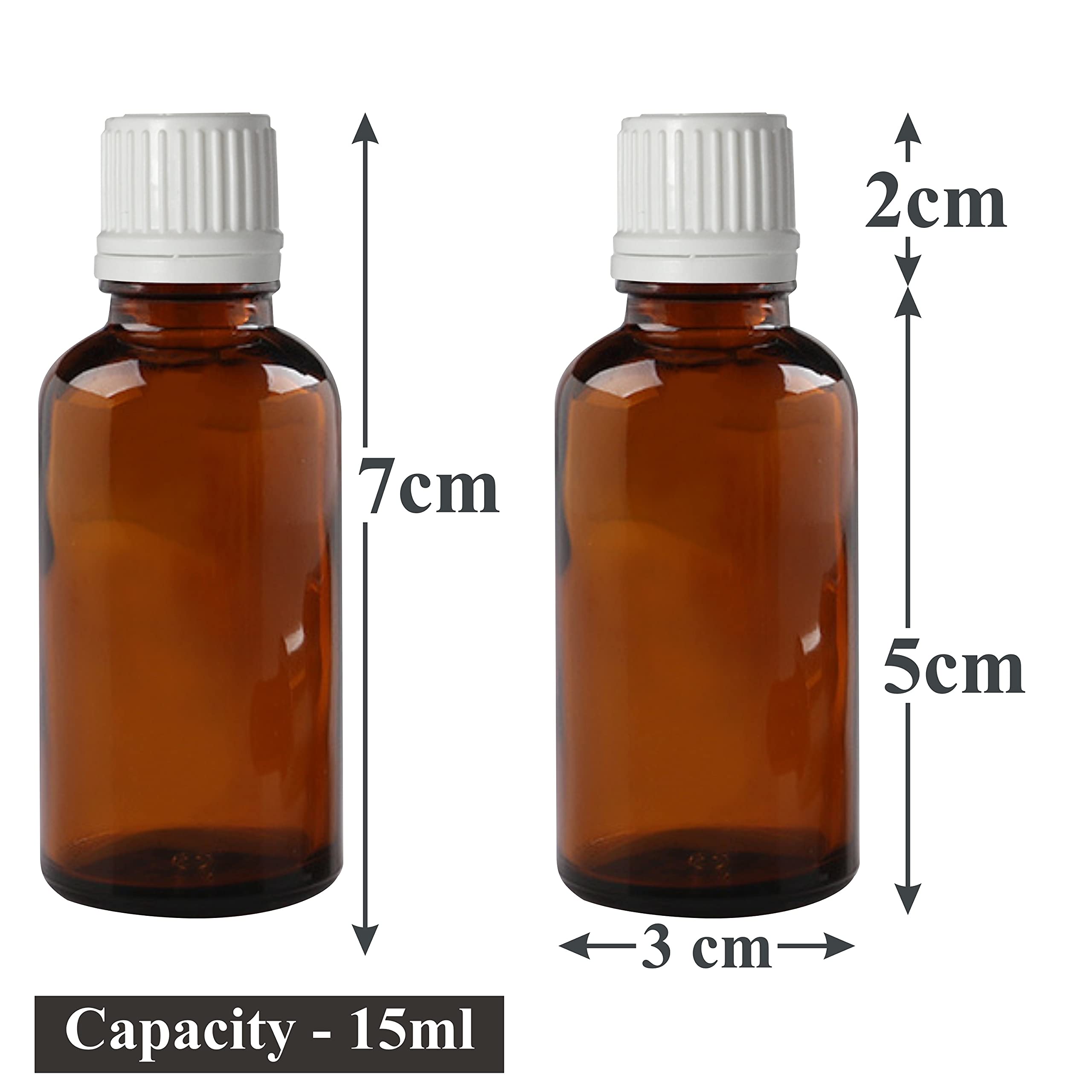 Premium 15ml Amber Glass Bottles with Euro Dropper - Reusable Travel-Friendly Essential Oil Containers for DIY Perfume, Cosmetics & Beauty Products (Pack of 5) - Perfect for Aromatherapy, Skincare & Home Fragrance Blending
