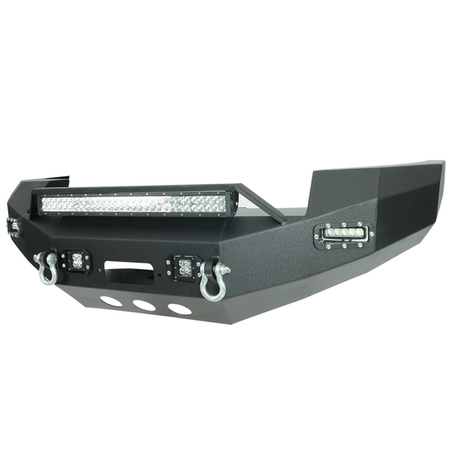 57-0506 Heavy Duty Front LED Winch Bumper for Jeep Wrangler & Off-Road Trucks - Black Powder Coated Steel Construction - Perfect for Off-Roading, Towing & Recovery Scenarios