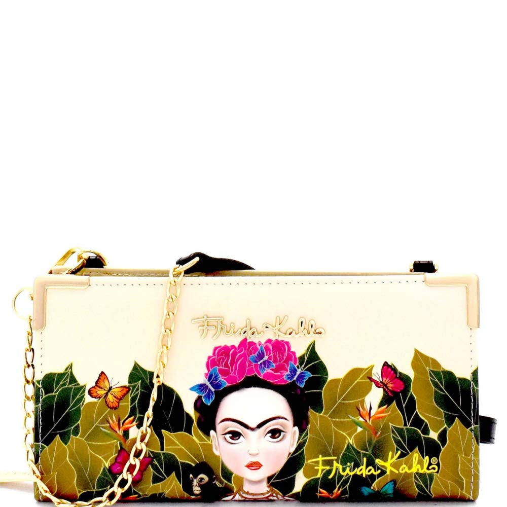 Authentic Frida Kahlo Cartoon Print Crossbody Wallet - Stylish Mexican Artist Design for Women, Perfect for Travel, Shopping & Everyday Use