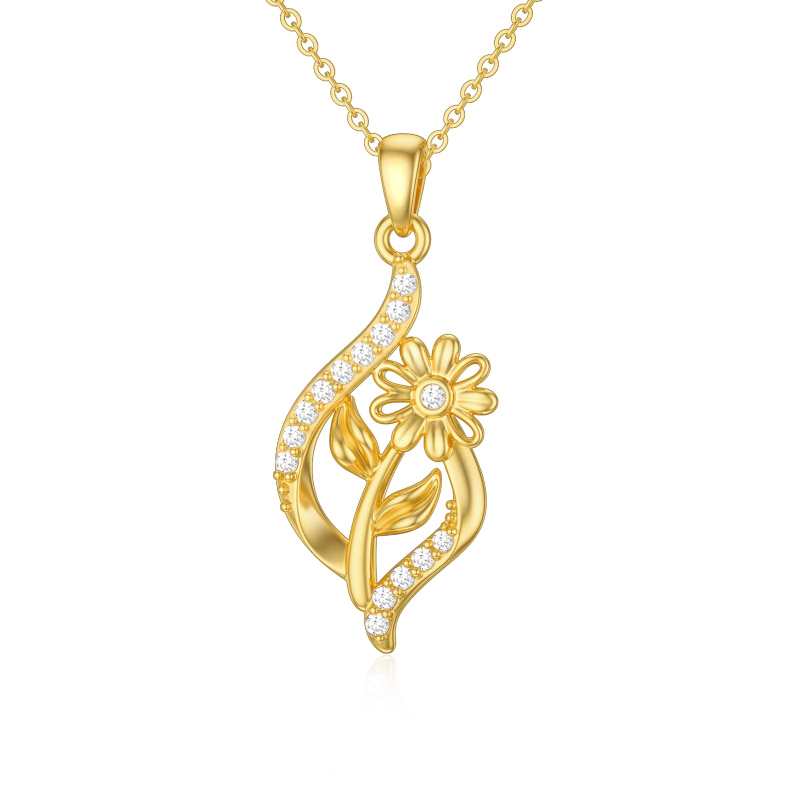 10K/14K Gold Birth Flower Necklace for Women - Delicate Infinity Floral Pendant Necklace, Personalized Birthday Gift for Wife, Mom, Her (16+1+1 inch) | Perfect for Mother's Day, Anniversary & Special Occasions