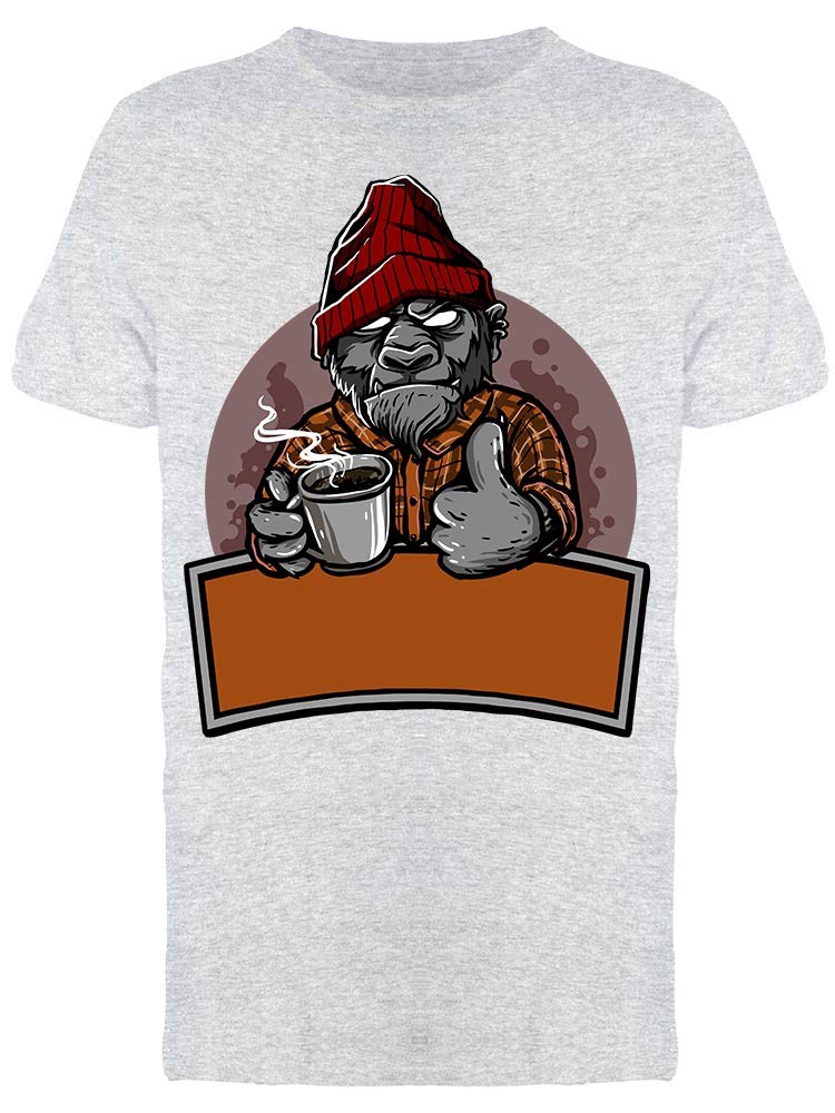 Gorilla Hot Coffee Graphic T-Shirt for Men - Soft Cotton Casual Tee for Everyday Wear, Work, and Outings