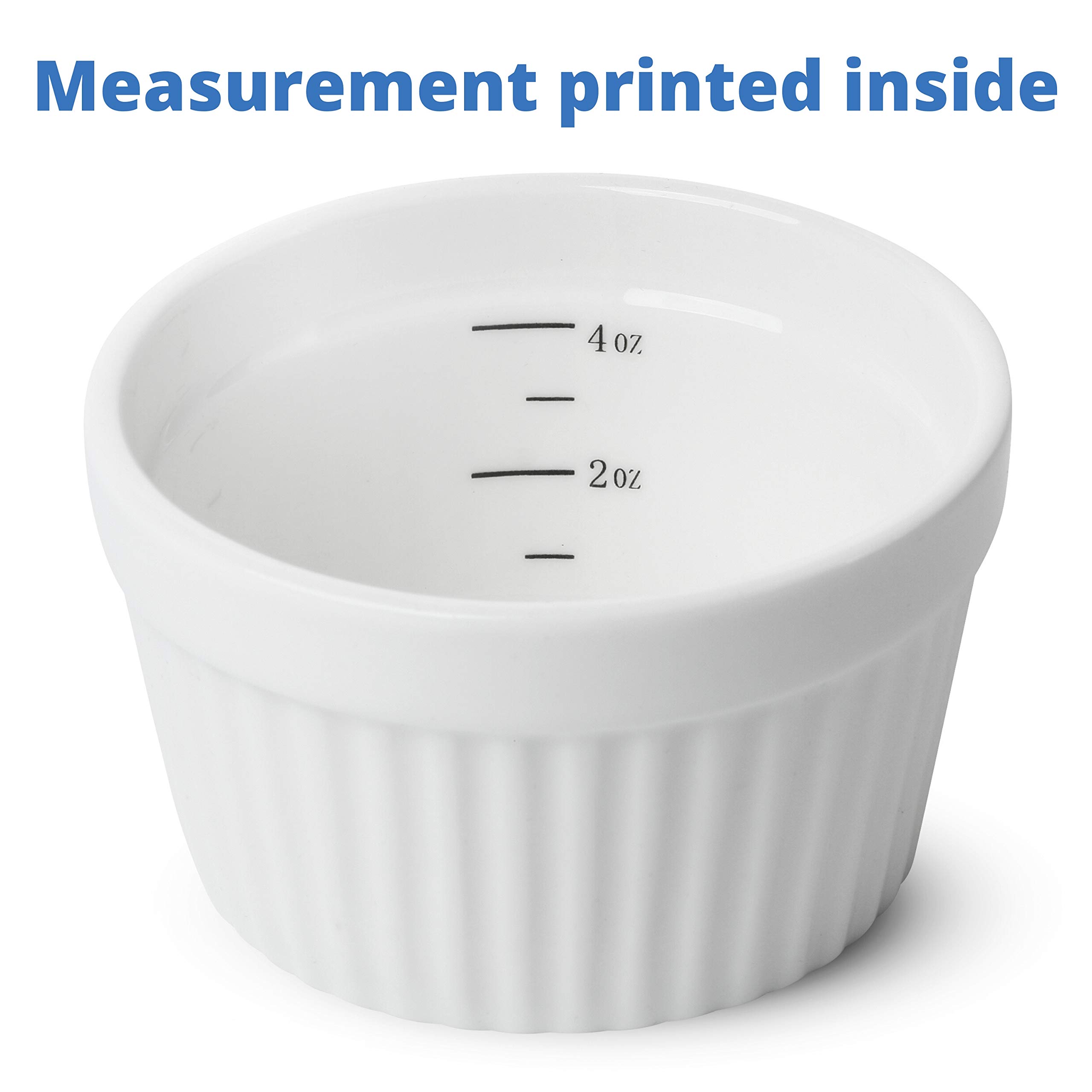 BTaT 4 oz Porcelain Ramekins - Set of 8 Oven-Safe Mini Souffle Dishes for Creme Brulee, Desserts, Baking & Serving | Perfect for Individual Portions, Appetizers & Food Presentation