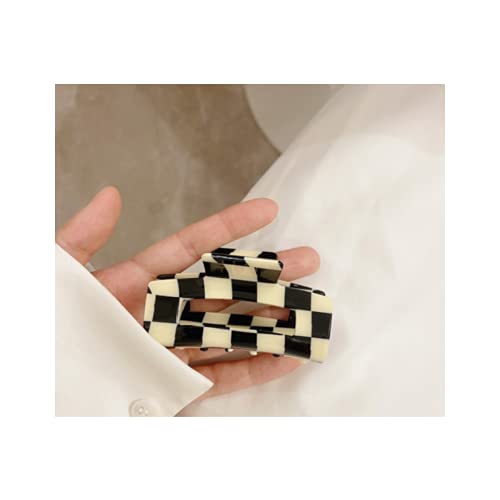 YOEMAYUNER Strong Hair Claw Clips for Thick Hair - Fashion Hair Styling Accessories for Women & Girls (1PC Medium, Black/White Checkered) - Perfect for Updos, Ponytails & Everyday Hairstyles