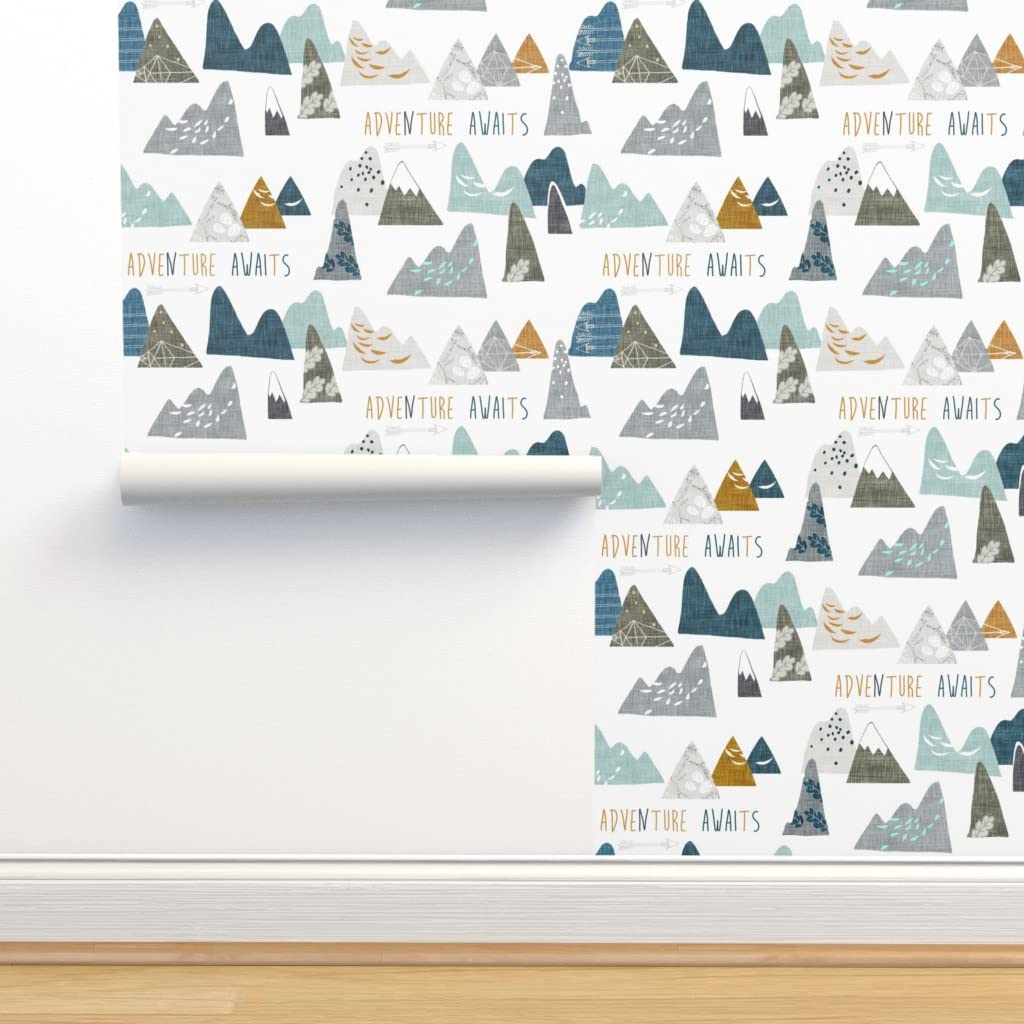 Peel & Stick Removable Wallpaper 9ft x 2ft - Mountain Adventure Landscape Design for Nursery, Baby Boy Room, Camping Theme | Easy DIY Home Decor for Bedroom, Living Room & Dorm