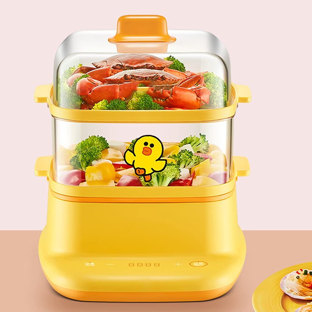 Electric Steamer for Vegetables - Small Automatic Shut-Off Multi-Layer Food Steamer for Healthy Cooking - Perfect for Meal Prep, Baby Food & Home Kitchen (Yellow)