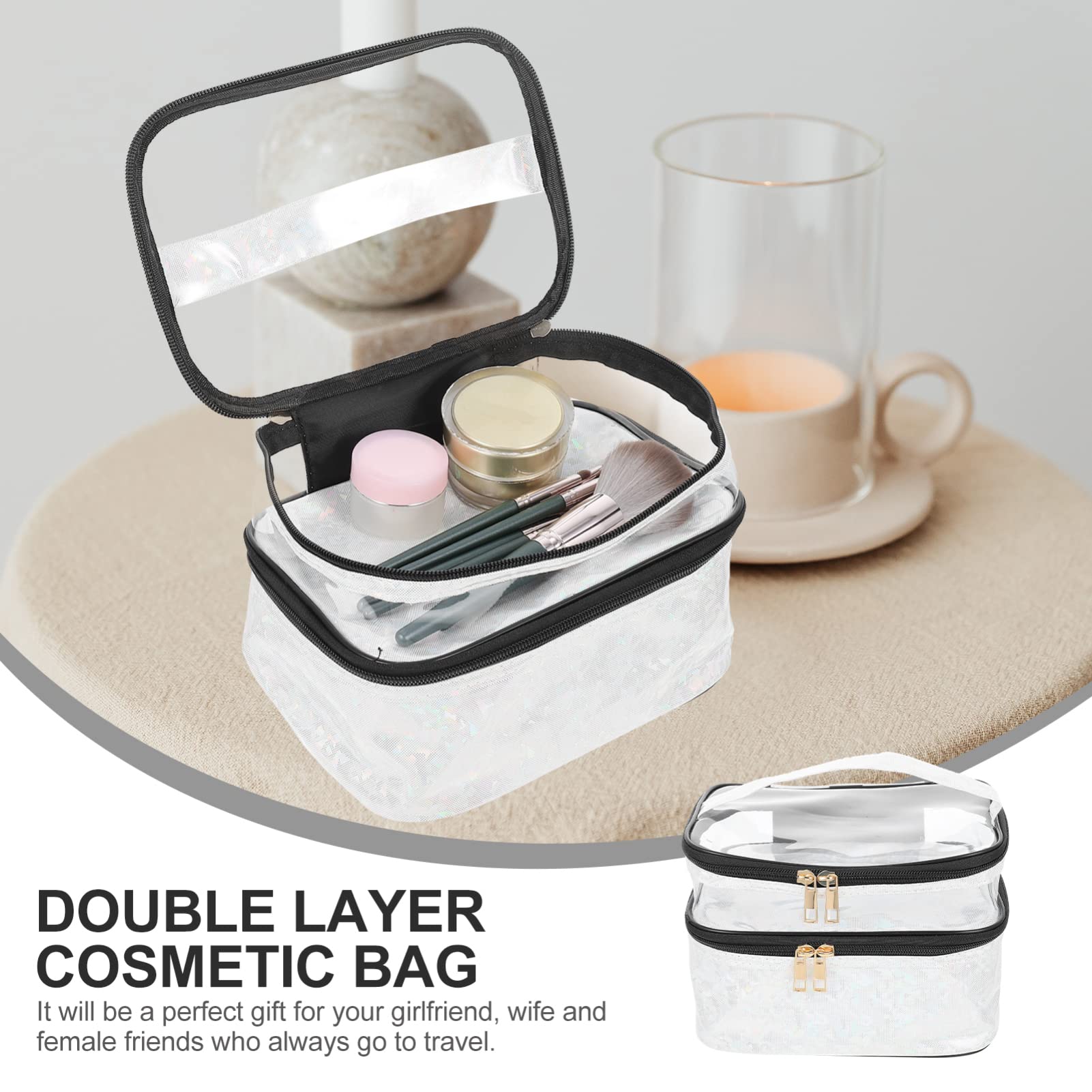 EXCLUZO Clear Makeup Bag - Portable Travel Toiletry Organizer with Zipper, Waterproof Shower Bag for Bathroom Essentials | Perfect for Home, Gym, and Vacation Travel Accessories