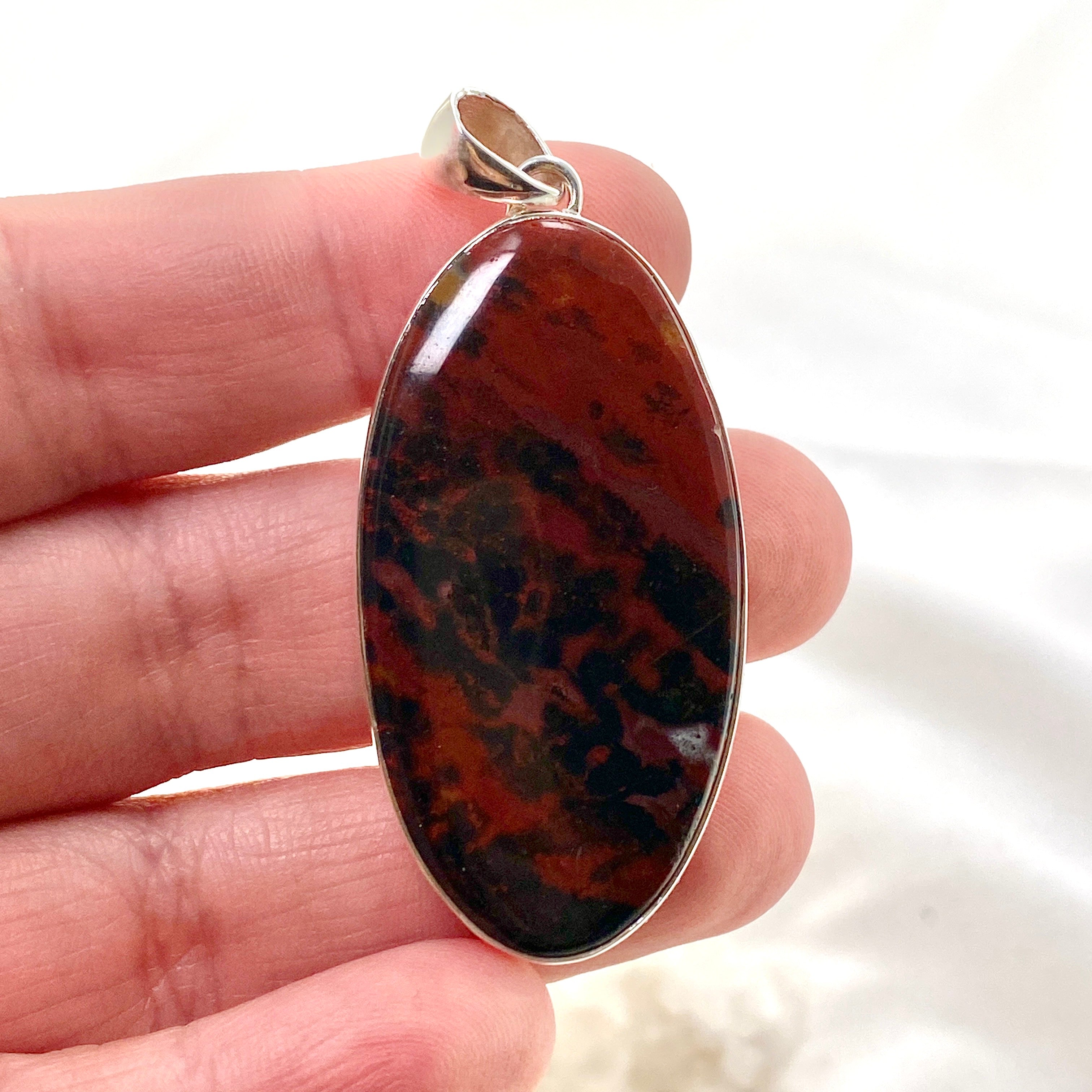 Natural Bloodstone Oval Cabochon Pendant - Healing Crystal Jewelry for Protection & Vitality - Perfect for Meditation, Energy Work & Spiritual Gifts