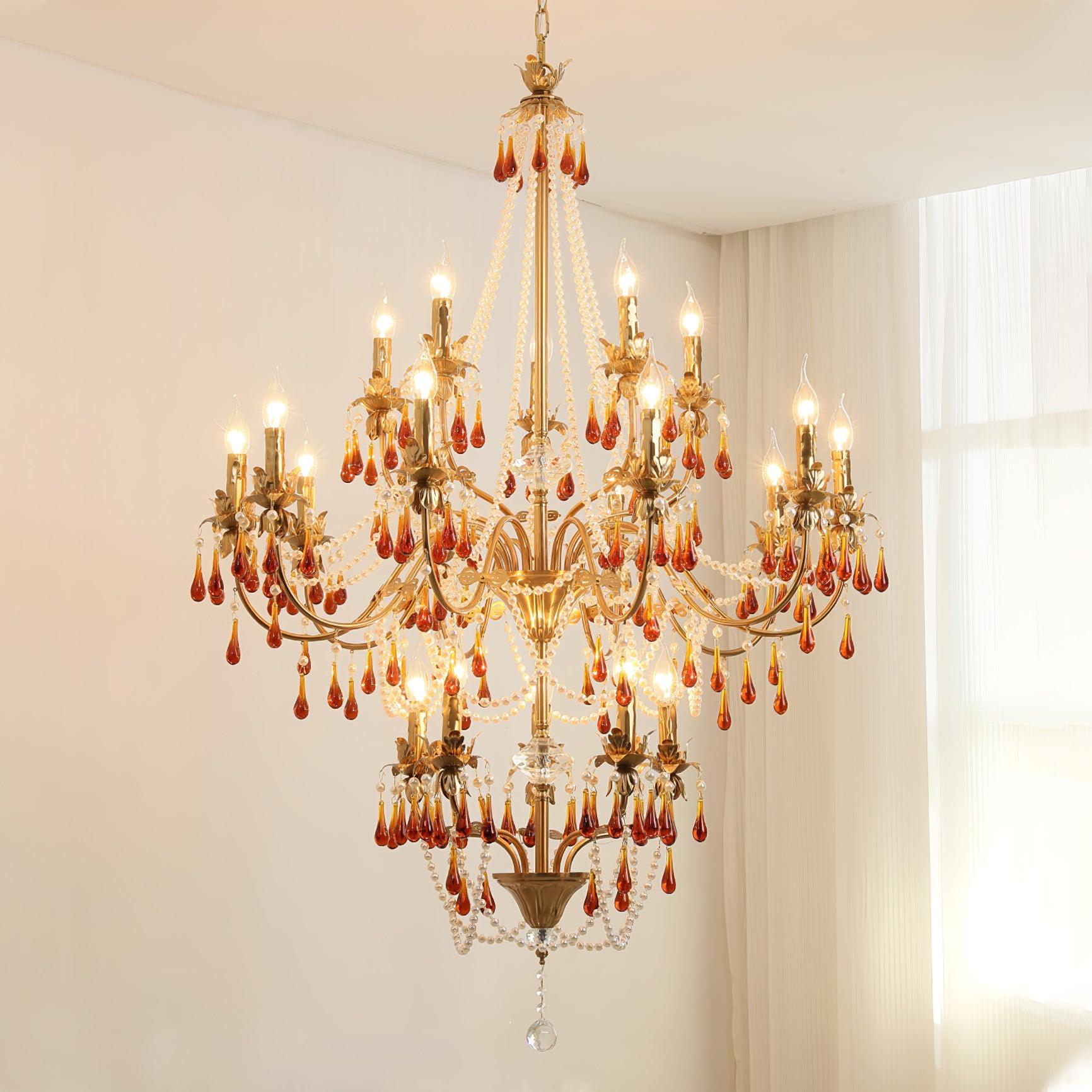 Luxury Aureate Amber Crystal Chandelier - Elegant Ceiling Light Fixture for Dining Room, Living Room & Bedroom Decor