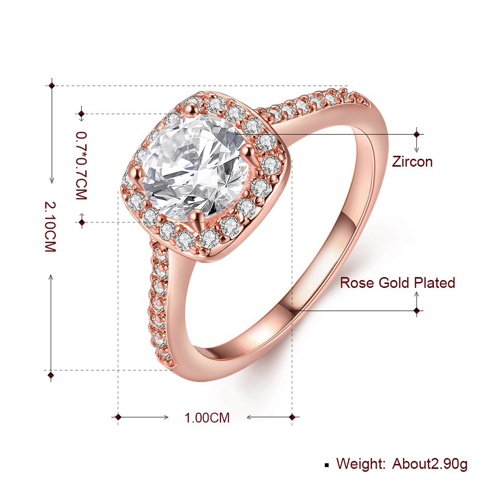 18K Rose Gold Plated Crystal Halo Engagement Ring for Women - Elegant Pave Band Wedding Jewelry (Rose Gold, Size 9) | Perfect for Proposals, Anniversaries & Special Occasions