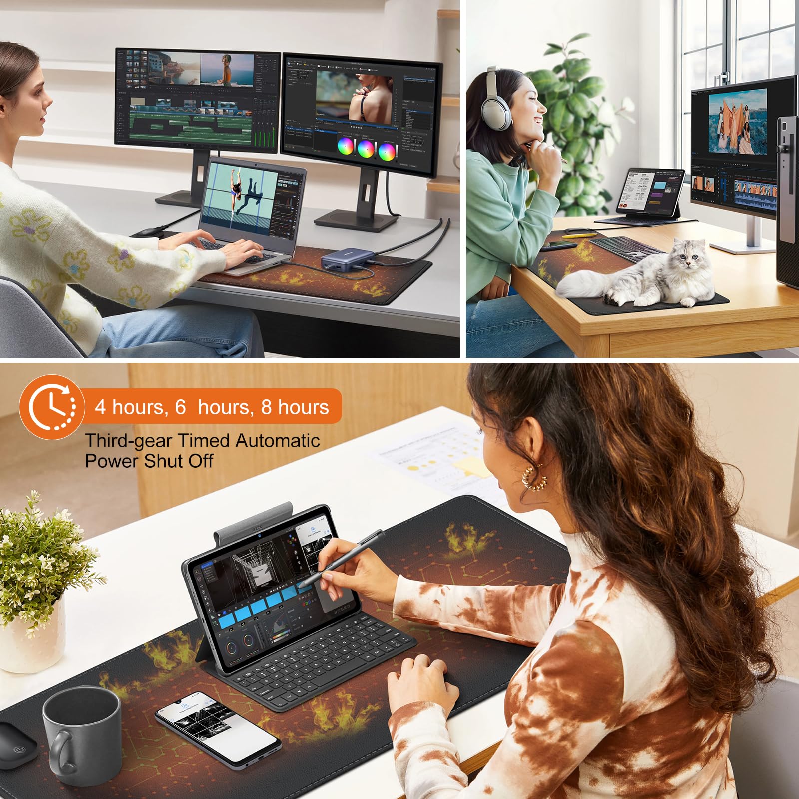 Premium Heated Mouse Pad & Desk Warmer - 3 Adjustable Heat Levels, Large 31.5
