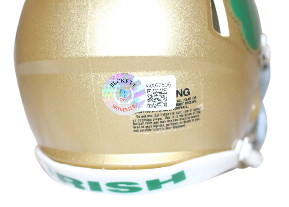 Michael Mayer Autographed Notre Dame Fighting Irish Shamrock Speed Mini Helmet - Collectible Football Memorabilia for Fans & Sports Enthusiasts - Perfect for Display Cases, Man Caves, and Game Room Decor