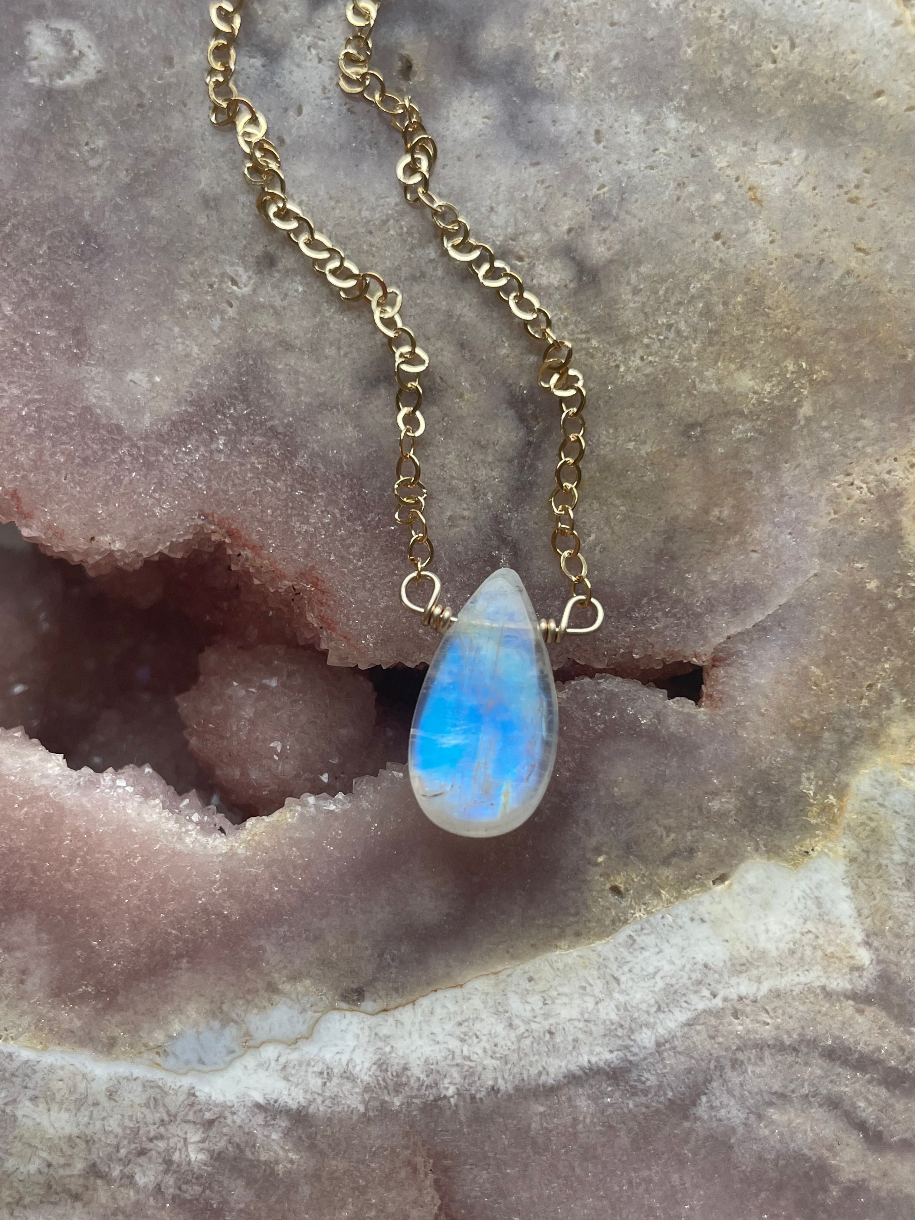 Tiny Rainbow Moonstone Pendant Necklace - Sterling Silver or Gold Filled - Elegant Boho Jewelry for Women, Perfect for Everyday Wear & Special Occasions