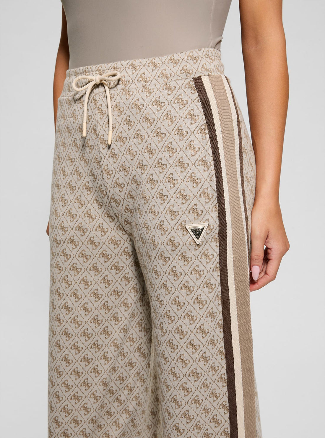 Stylish Beige Logo Denim Pants for Women - High Waist Skinny Jeans with Embroidered Design | Perfect for Casual Wear, Office Outfits & Date Nights
