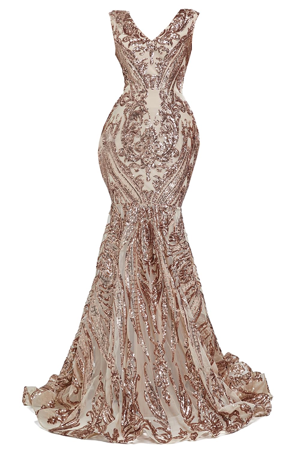 Elegant Women's Sleeveless V-Neck Sequins Mermaid Evening Gown for Prom, Wedding, and Formal Events | Glamorous Party Dress for Special Occasions