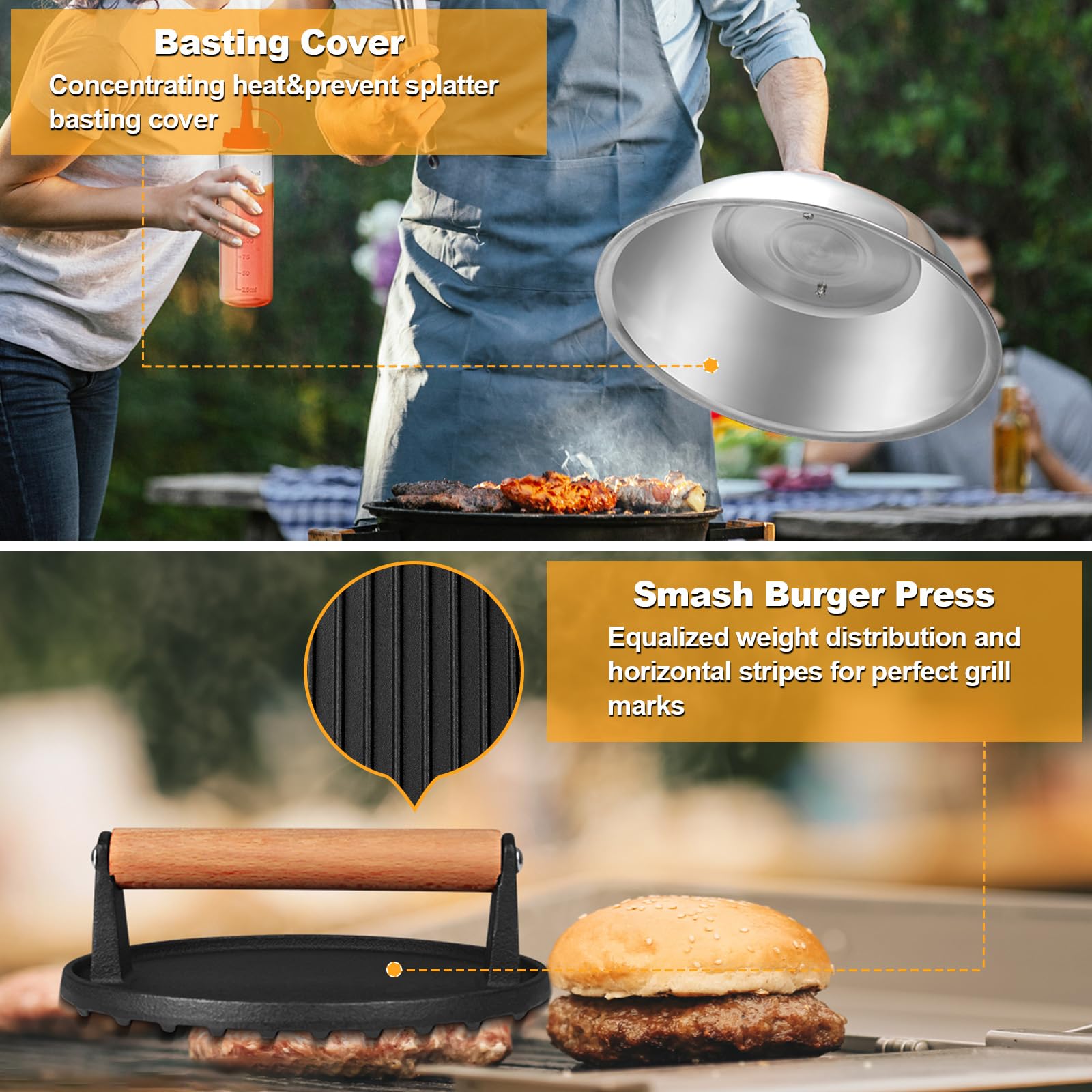 29-Piece Griddle Accessories Kit for Blackstone & Camp Chef - Stainless Steel Spatula Set, Burger Press, Melting Dome, Scraper, Tongs & Carry Bag - Perfect for Outdoor Grilling, BBQ Parties & Camping Cooking