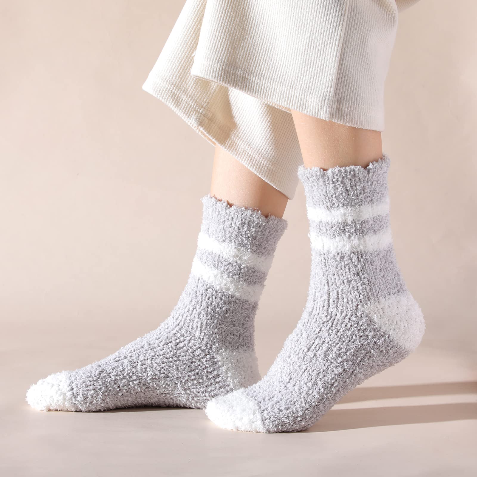 Ultra Soft Women's Fuzzy Socks - Cozy Winter Warm Slipper Socks for Sleeping & Lounging at Home | Gradient Design for Comfort