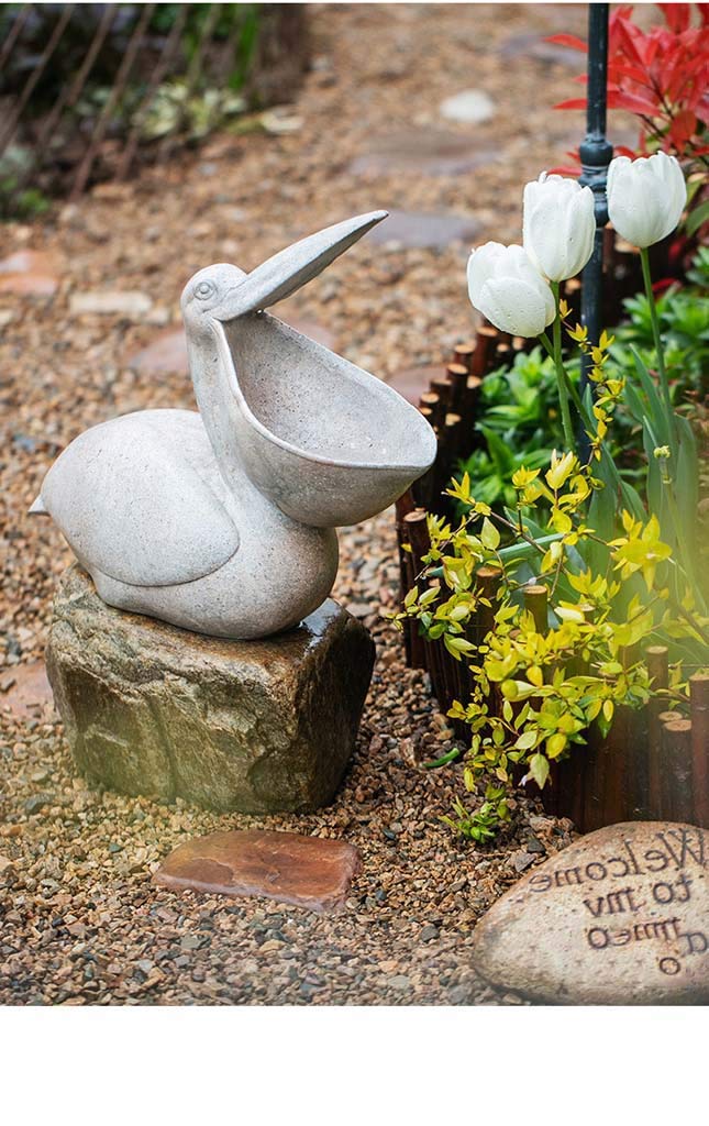 Garden Pelican Statue Sculpture - 17 Inch Resin Bird Animal Art Craft for Outdoor & Indoor Decoration | Perfect for Patio, Lawn, Poolside & Garden Decor