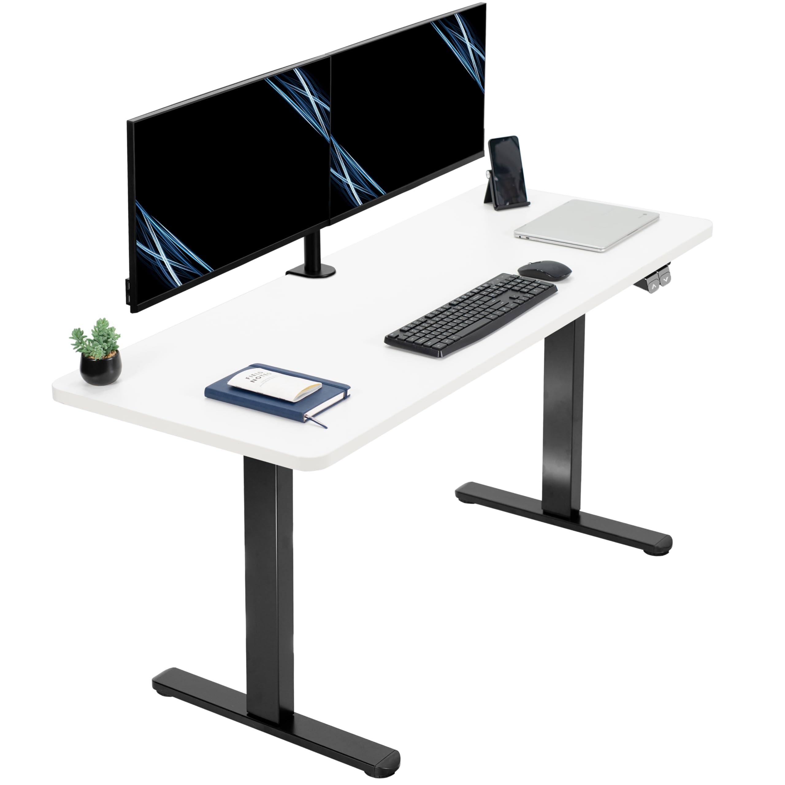 VIVO 60-inch Electric Height Adjustable Standing Desk - 60 x 24 inch White Solid Table Top with Black Frame - Ergonomic Home & Office Workstation (B0 Series, DESK-KIT-B06W) - Perfect for Remote Work, Gaming, and Study Spaces