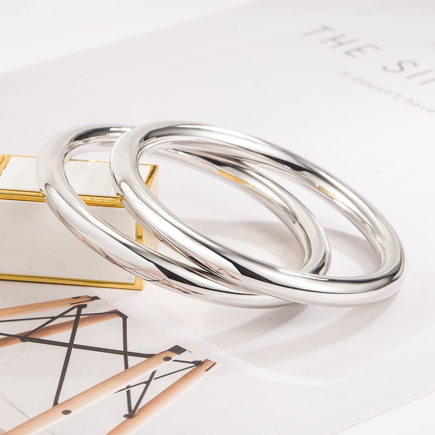 Minimalist 925 Sterling Silver Bangle Bracelet for Women & Men - 7-8mm Width, 60-65mm Diameter - Solid Smooth Cuff for Everyday Wear, Fashion Jewelry Gift for Birthday, Anniversary & Special Occasions