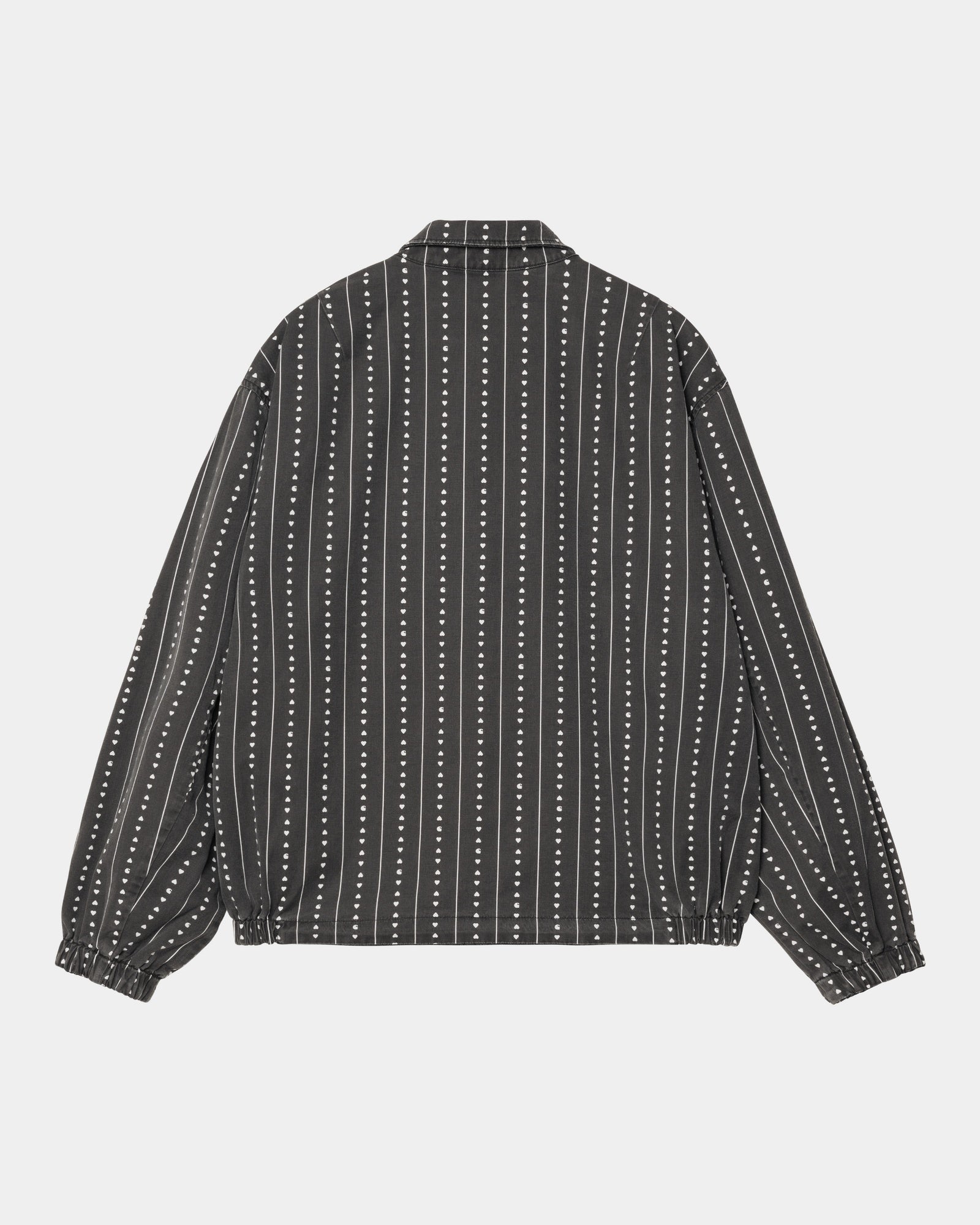 Hudson Reversible Jacket for Men & Women - Black Stone Washed & Heart Pinstripe Design | Lightweight Water-Resistant Outerwear for Hiking, Travel & Everyday Wear