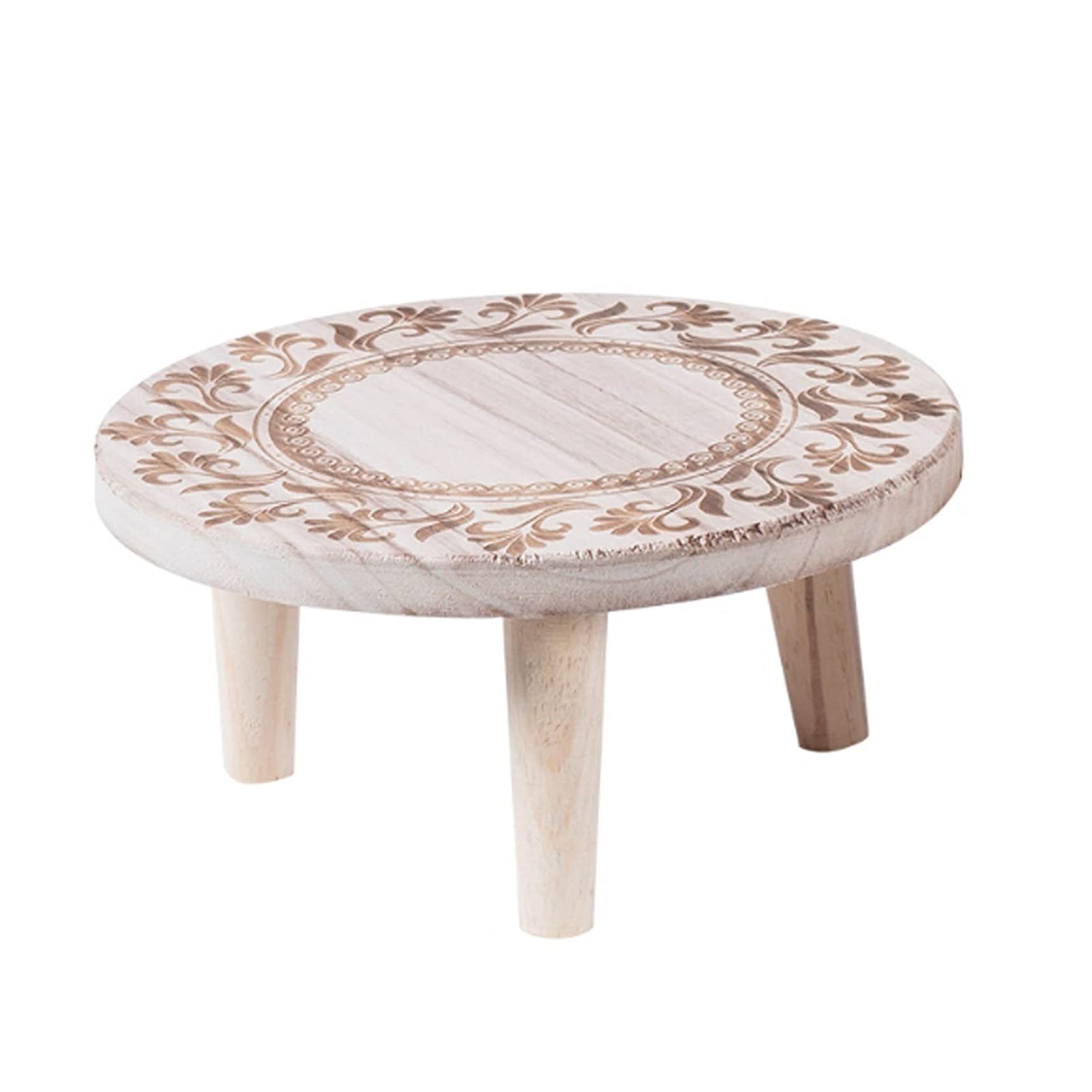 Solid Wood Round Stool Flower Pot Stand - Wooden Plant Holder for Succulents, Flowers, and Home Decor - Perfect for Indoor & Outdoor Garden Display (Color: Wood, Size: S)