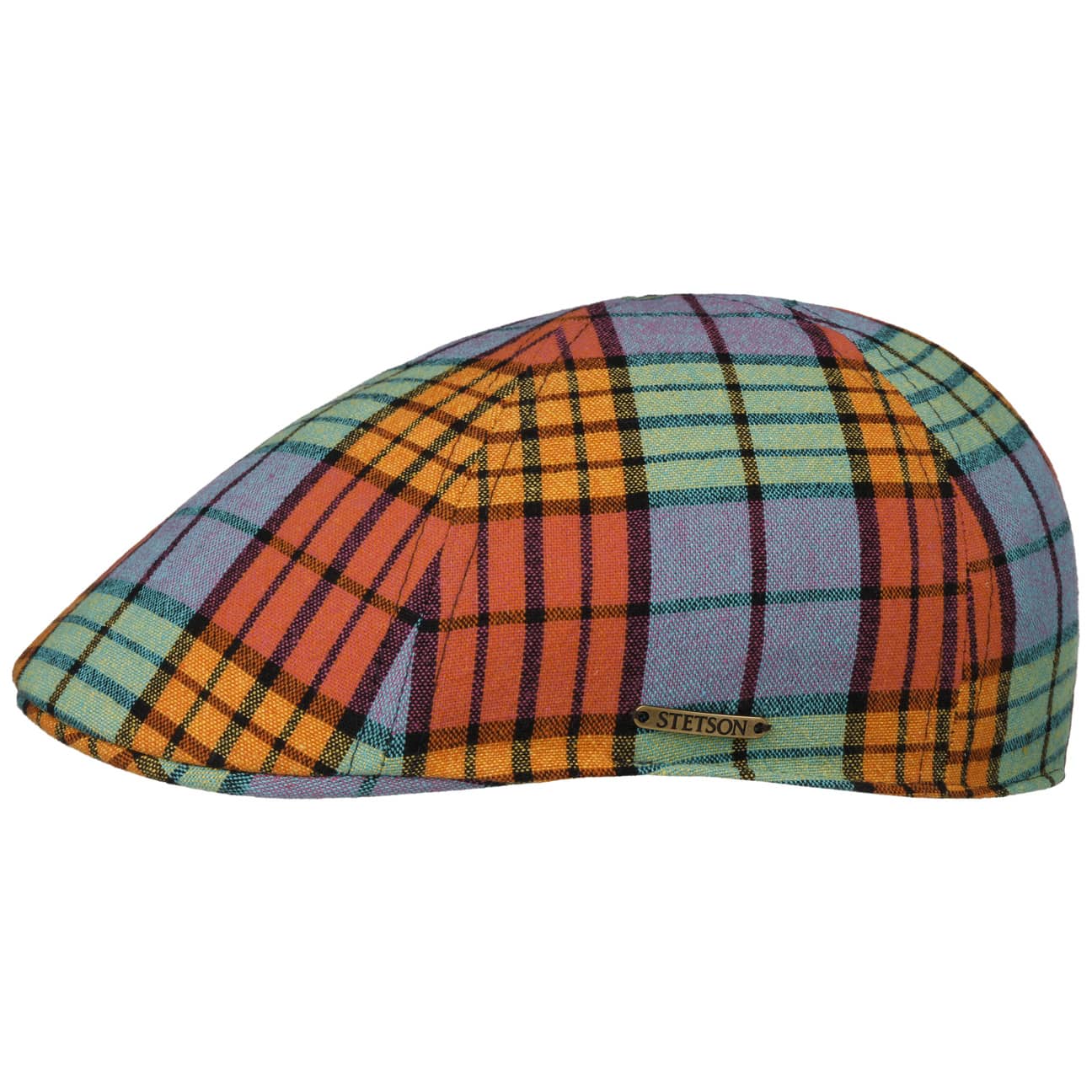 Stetson Texas Color Check Flat Cap for Men - Vintage Style Cotton Hat for Casual Wear, Outdoor Activities & Country Fashion