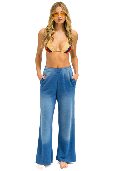 AVIATOR NATION Essential Wide Leg Pocket Sweatpants - Faded Water Wash - Comfortable Lounge Pants for Women, Casual Streetwear, Yoga & Home Relaxation