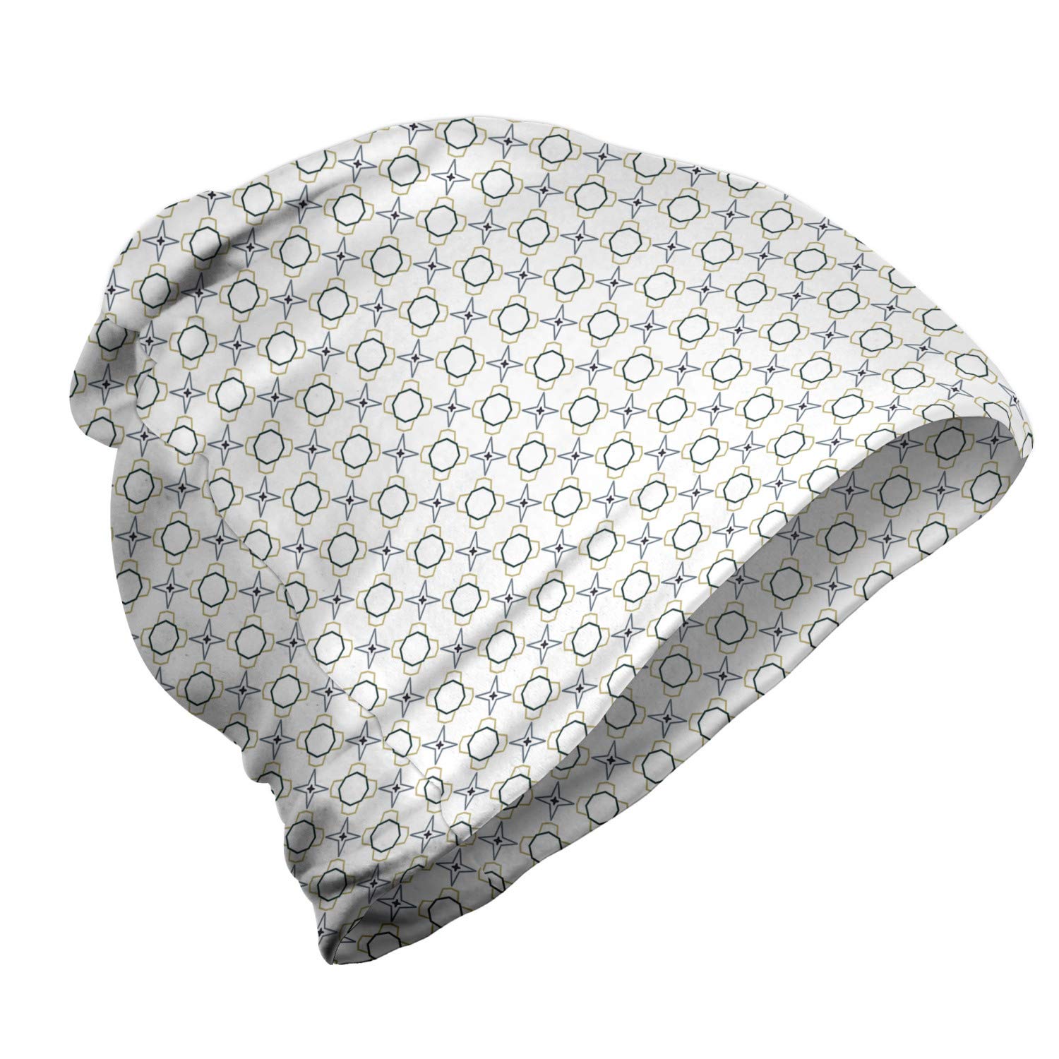 Ambesonne Unisex Winter Beanie - Hand Drawn Outline Design, Soft Stretchy Knit Hat for Men & Women - Perfect for Hiking, Camping, and Outdoor Adventures in Cold Weather