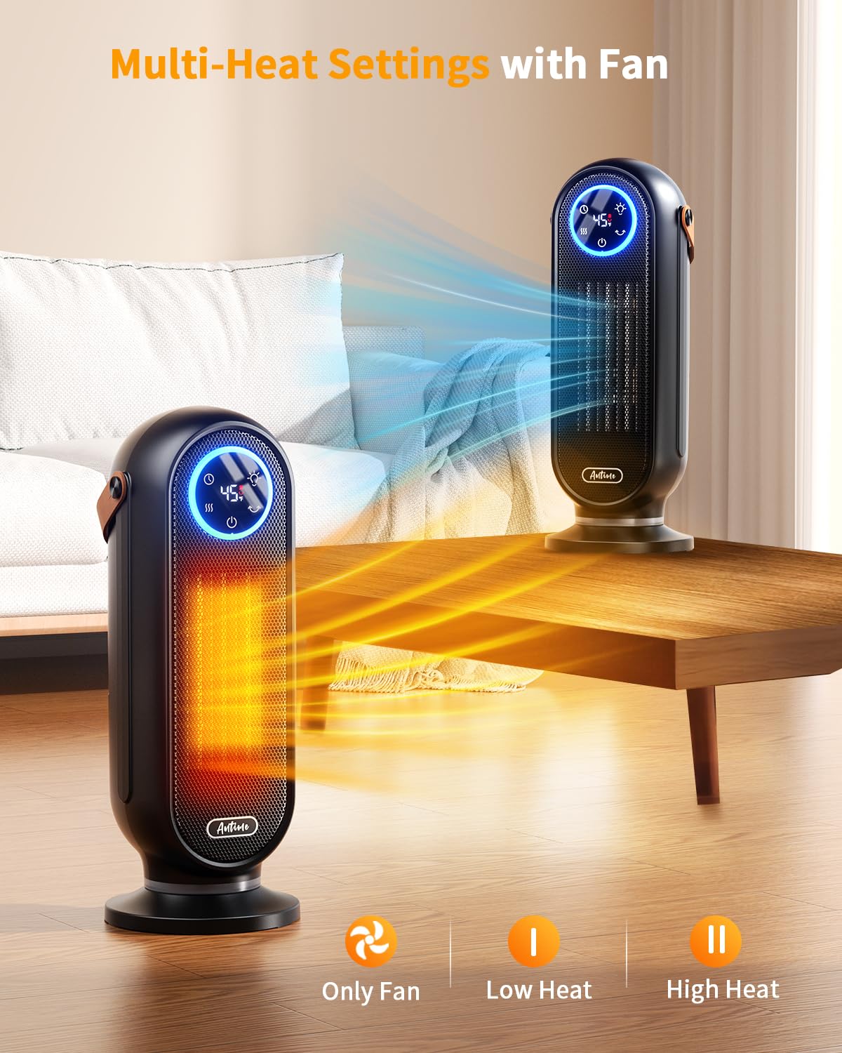 16 Inch Portable Electric Space Heater - 1500W Fast Heating with Thermostat, 90° Oscillation & 12H Timer - Ultra-Quiet & Safe Indoor Heater for Bedroom, Office - Remote Control Included | Perfect for Winter Warmth & Energy Efficient Home Heating