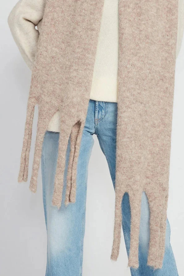 Warm Thick Fringe Scarf in Taupe - Soft Winter Accessory for Women & Men | Perfect for Cold Weather, Outdoor Activities and Fashion Outfits
